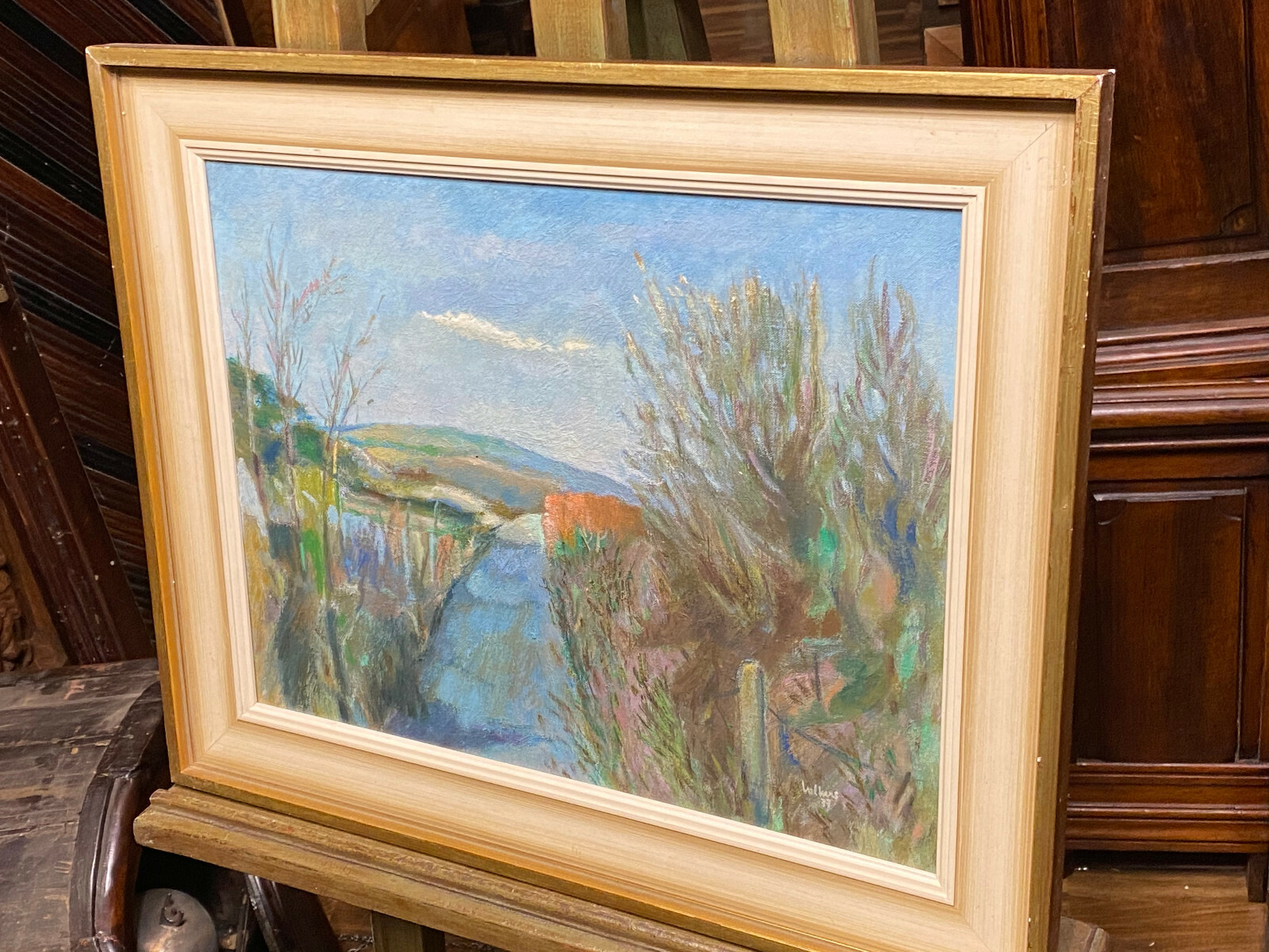 ÖL GEMÄLDE LANDSCHAFT AUS DEM JAHR 1977 SIGNIERT MEINERT VOLKERS 56x46cm – Bild 10