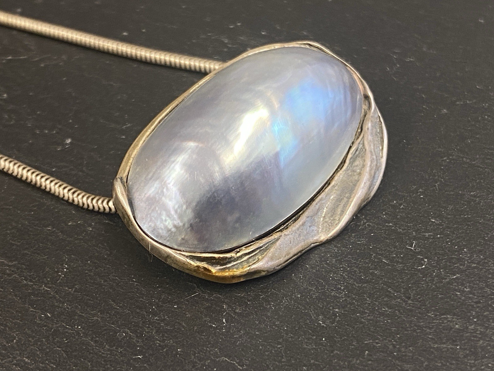 HALSKETTE MIT ANHÄNGER KETTE PERLMUTT 925 STERLING SILBER – Bild 5