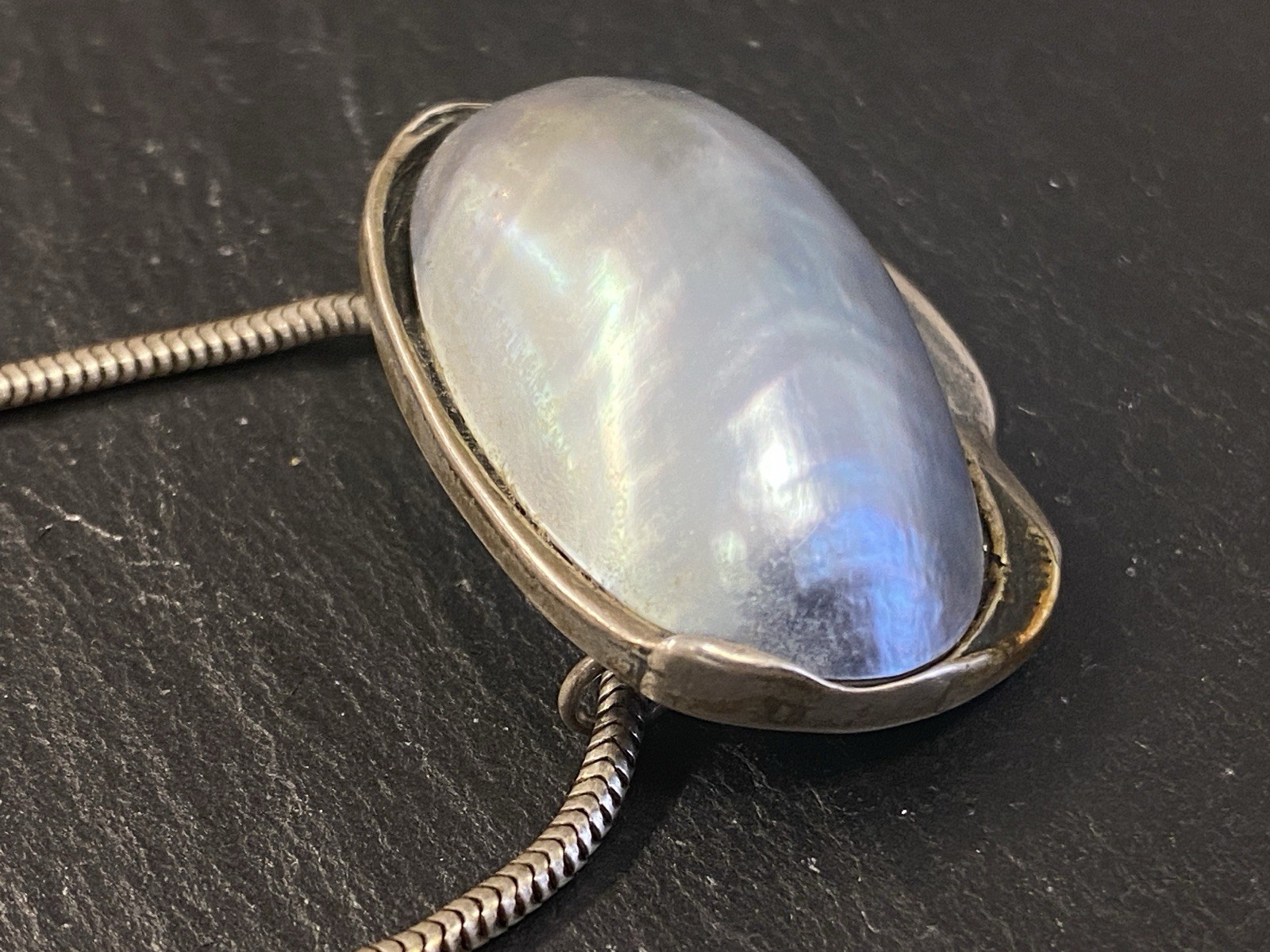 HALSKETTE MIT ANHÄNGER KETTE PERLMUTT 925 STERLING SILBER – Bild 10