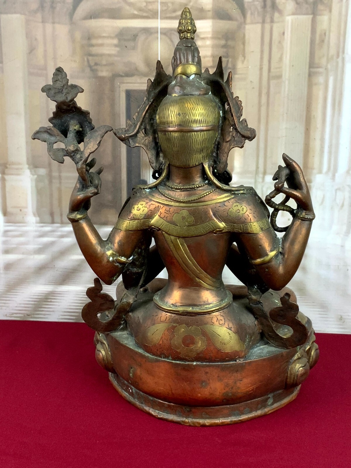 ANTIKE FIGUR BODHISATTVA MESSING UND KUPFER TIBET / CHINA 44cm HOCH – Bild 4