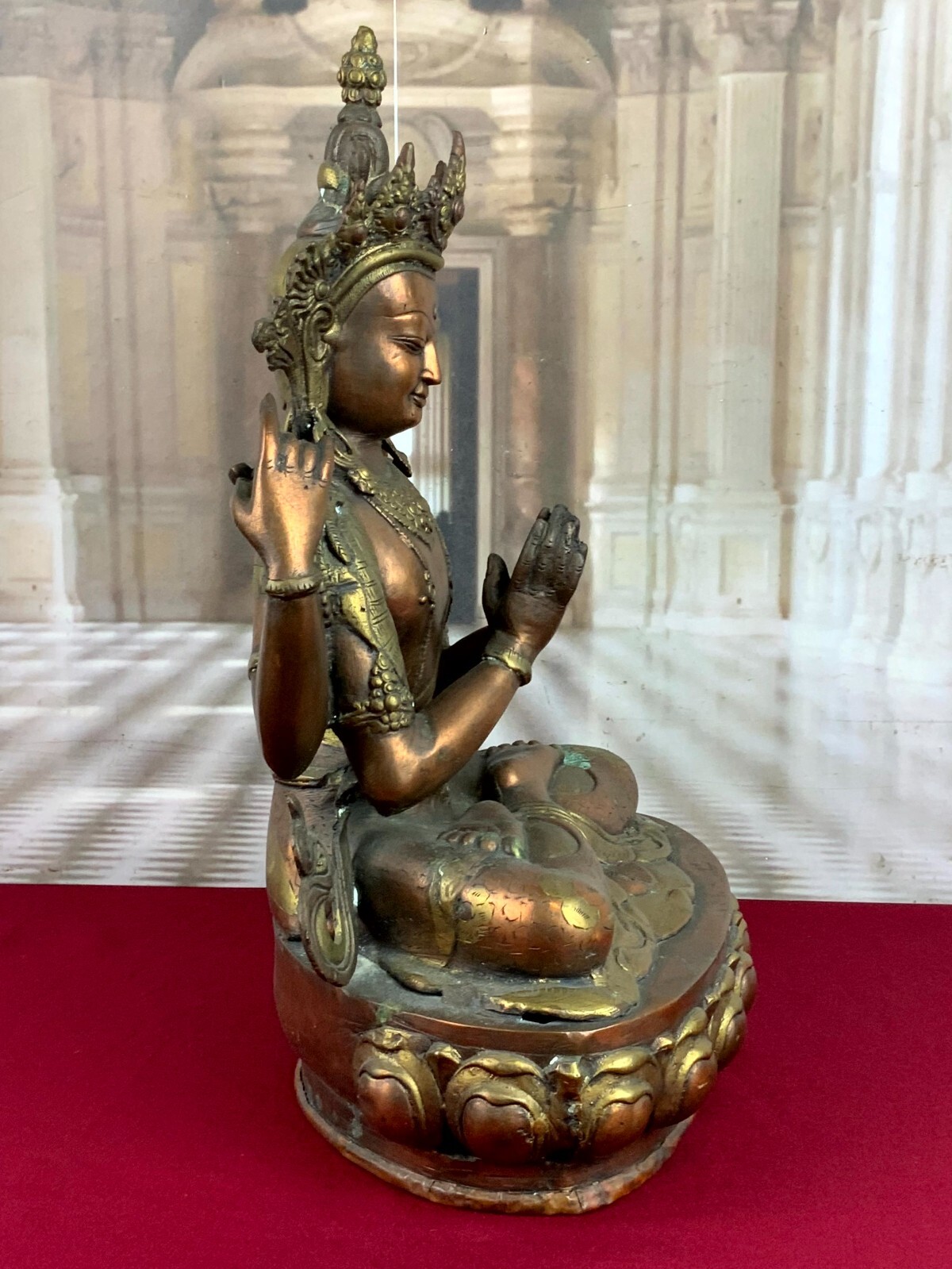 ANTIKE FIGUR BODHISATTVA MESSING UND KUPFER TIBET / CHINA 44cm HOCH – Bild 5
