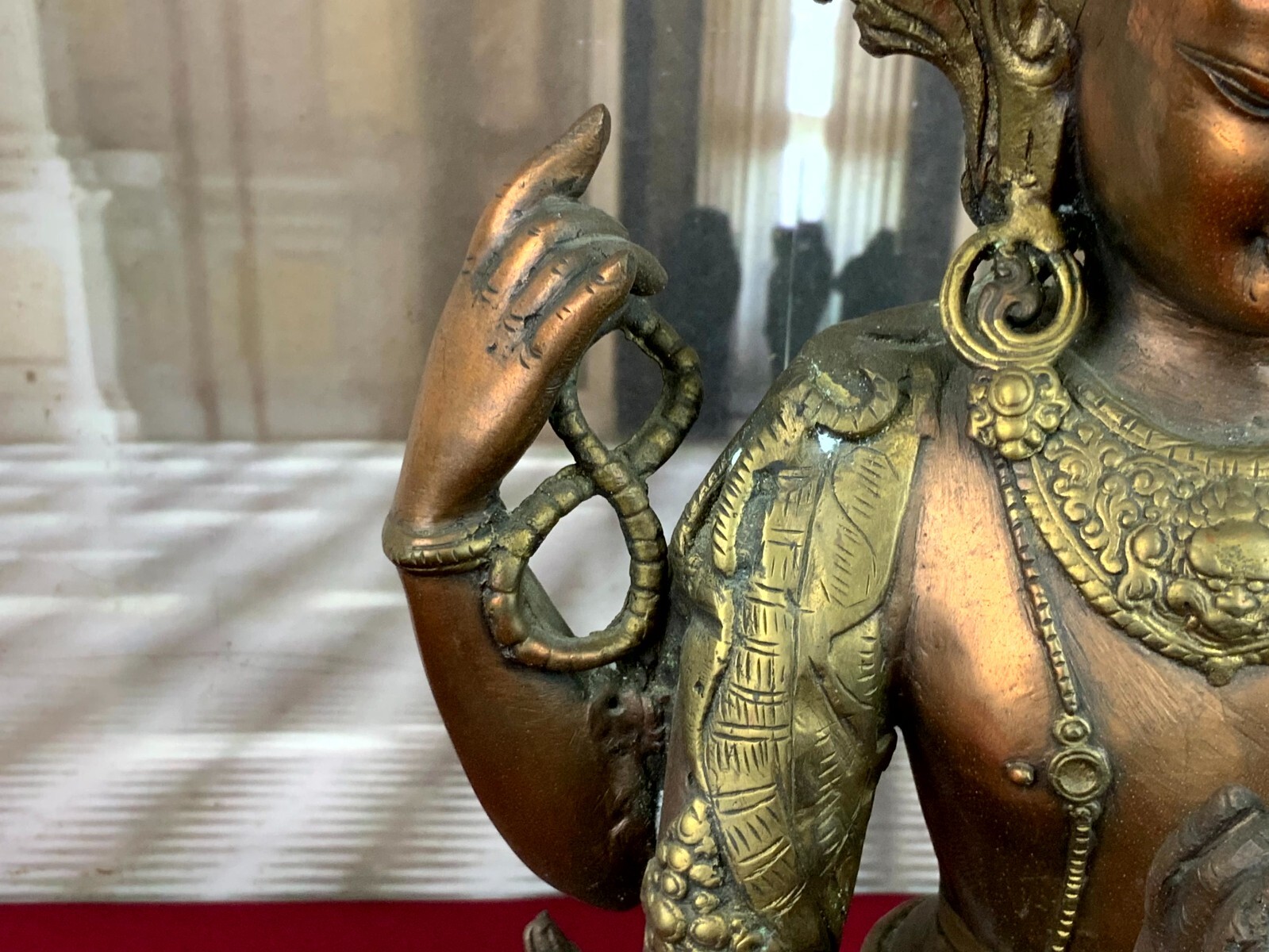 ANTIKE FIGUR BODHISATTVA MESSING UND KUPFER TIBET / CHINA 44cm HOCH – Bild 8