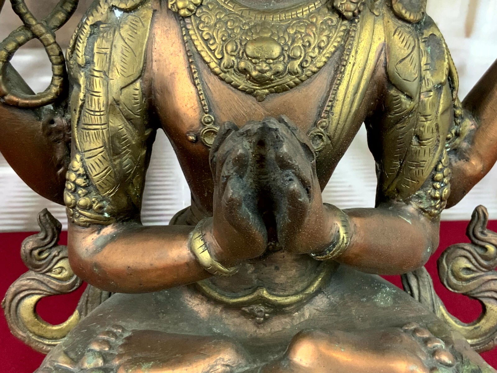 ANTIKE FIGUR BODHISATTVA MESSING UND KUPFER TIBET / CHINA 44cm HOCH – Bild 10