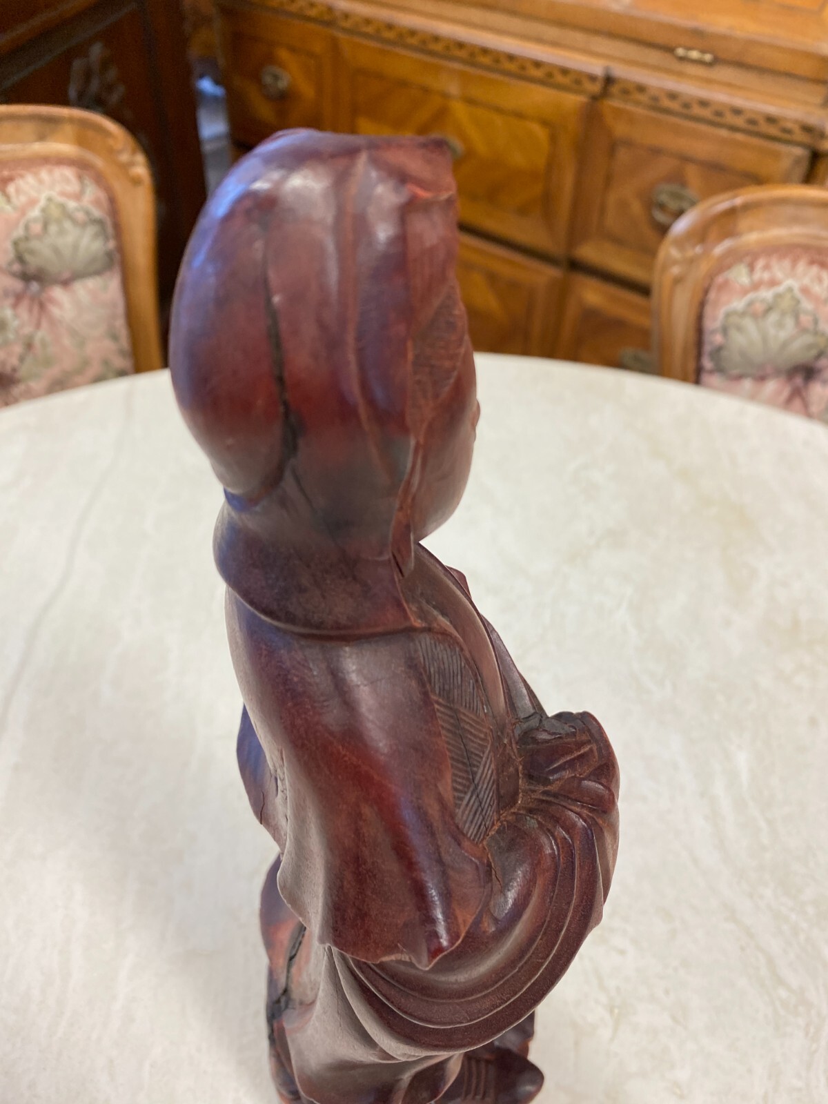 CHINA SKULPTUR AUS HOLZ STEHENDE FRAU 31cm HOCH – Bild 11