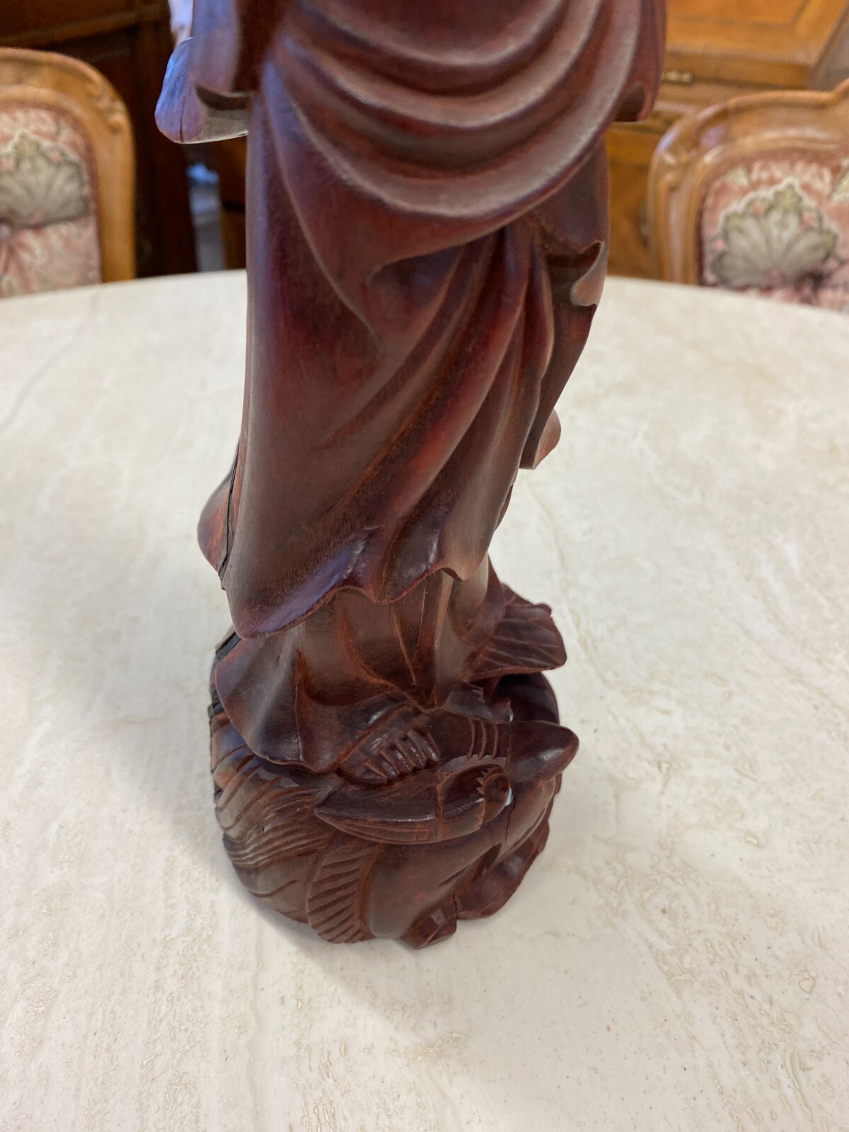 CHINA SKULPTUR AUS HOLZ STEHENDE FRAU 31cm HOCH – Bild 12