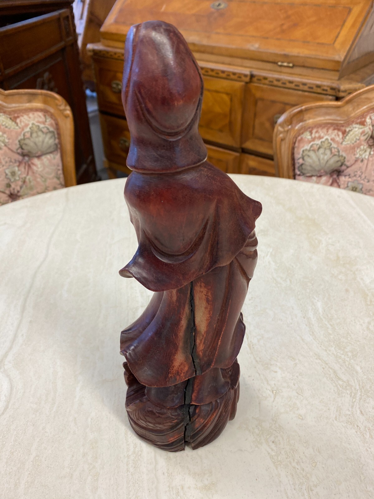 CHINA SKULPTUR AUS HOLZ STEHENDE FRAU 31cm HOCH – Bild 13