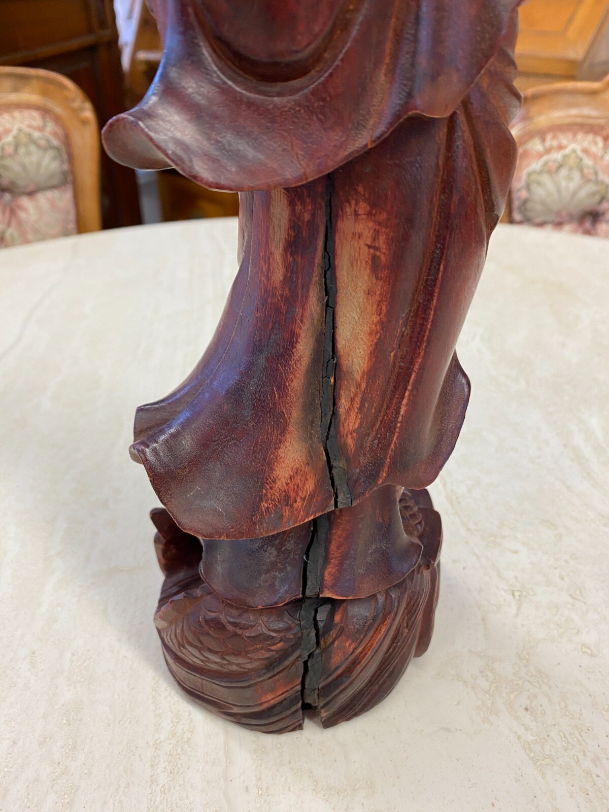CHINA SKULPTUR AUS HOLZ STEHENDE FRAU 31cm HOCH – Bild 15