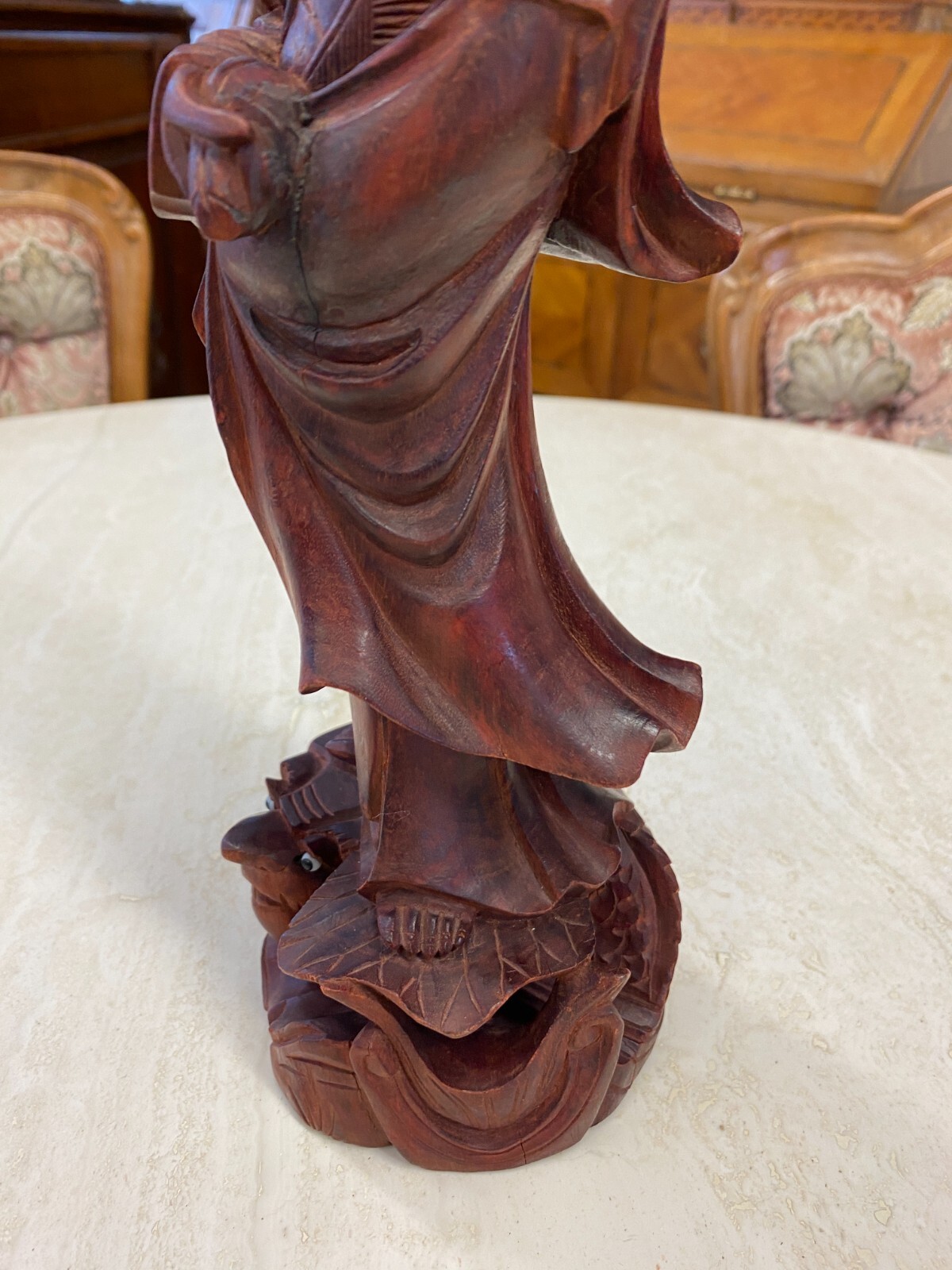 CHINA SKULPTUR AUS HOLZ STEHENDE FRAU 31cm HOCH – Bild 9