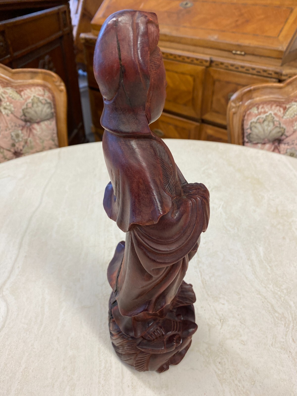 CHINA SKULPTUR AUS HOLZ STEHENDE FRAU 31cm HOCH – Bild 10