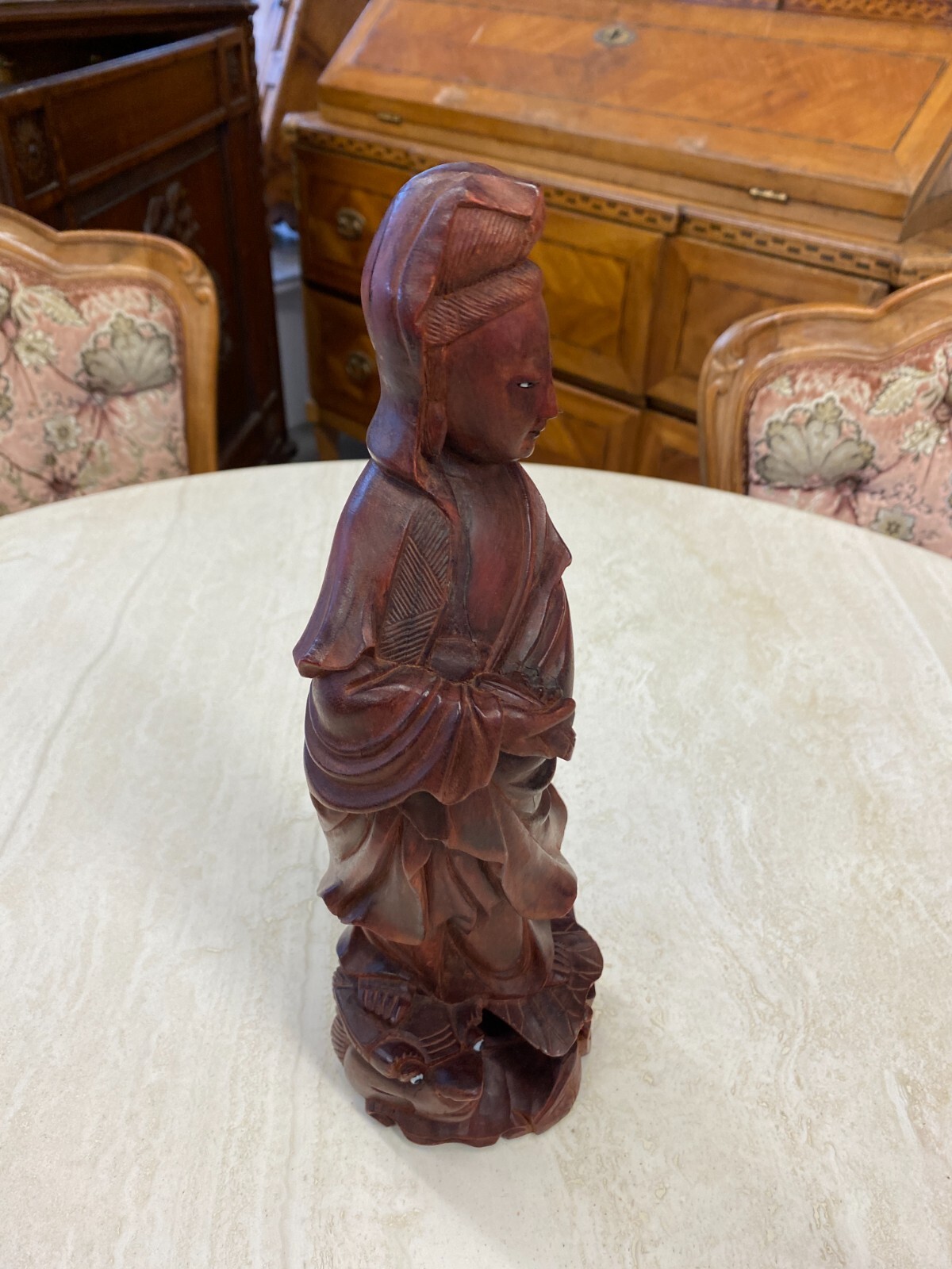 CHINA SKULPTUR AUS HOLZ STEHENDE FRAU 31cm HOCH