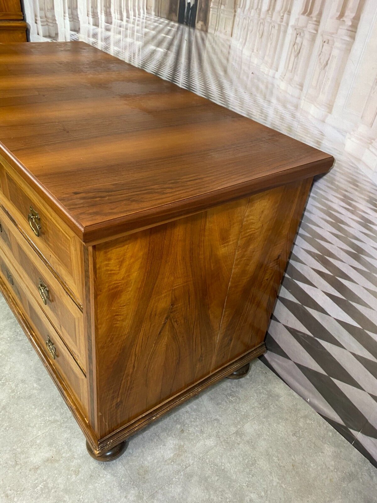 BAROCK KOMMODE NUSSBAUM UM 1880 HOLZ MASSIV FURNIERT ANTIKE BAROCKKOMMODE – Bild 5