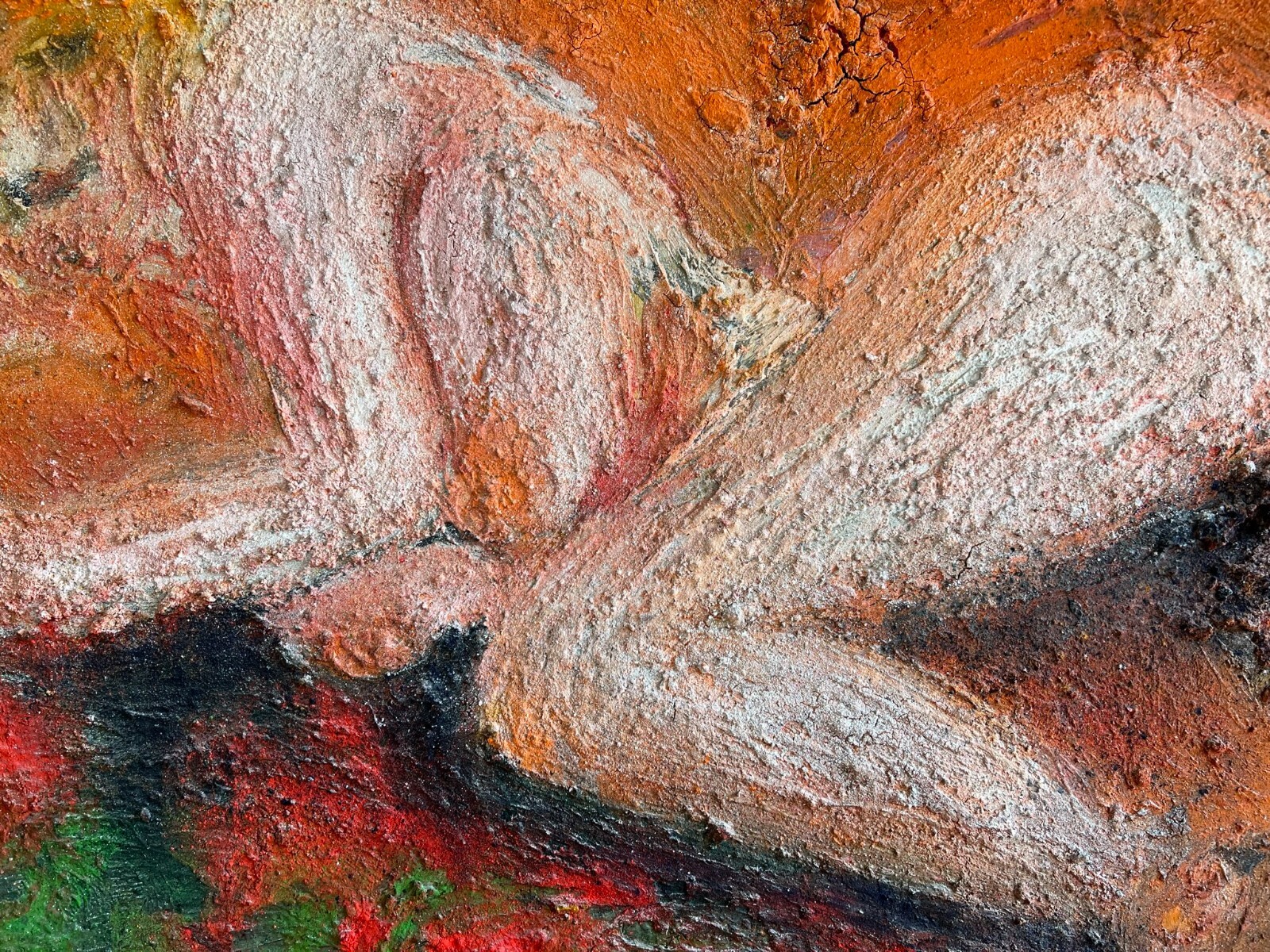 ACRYLGEMÄLDE AKT EROTIK "DICKE IN ORANGE" Gabriele STIEGHORST (1953) 120x100cm – Bild 3