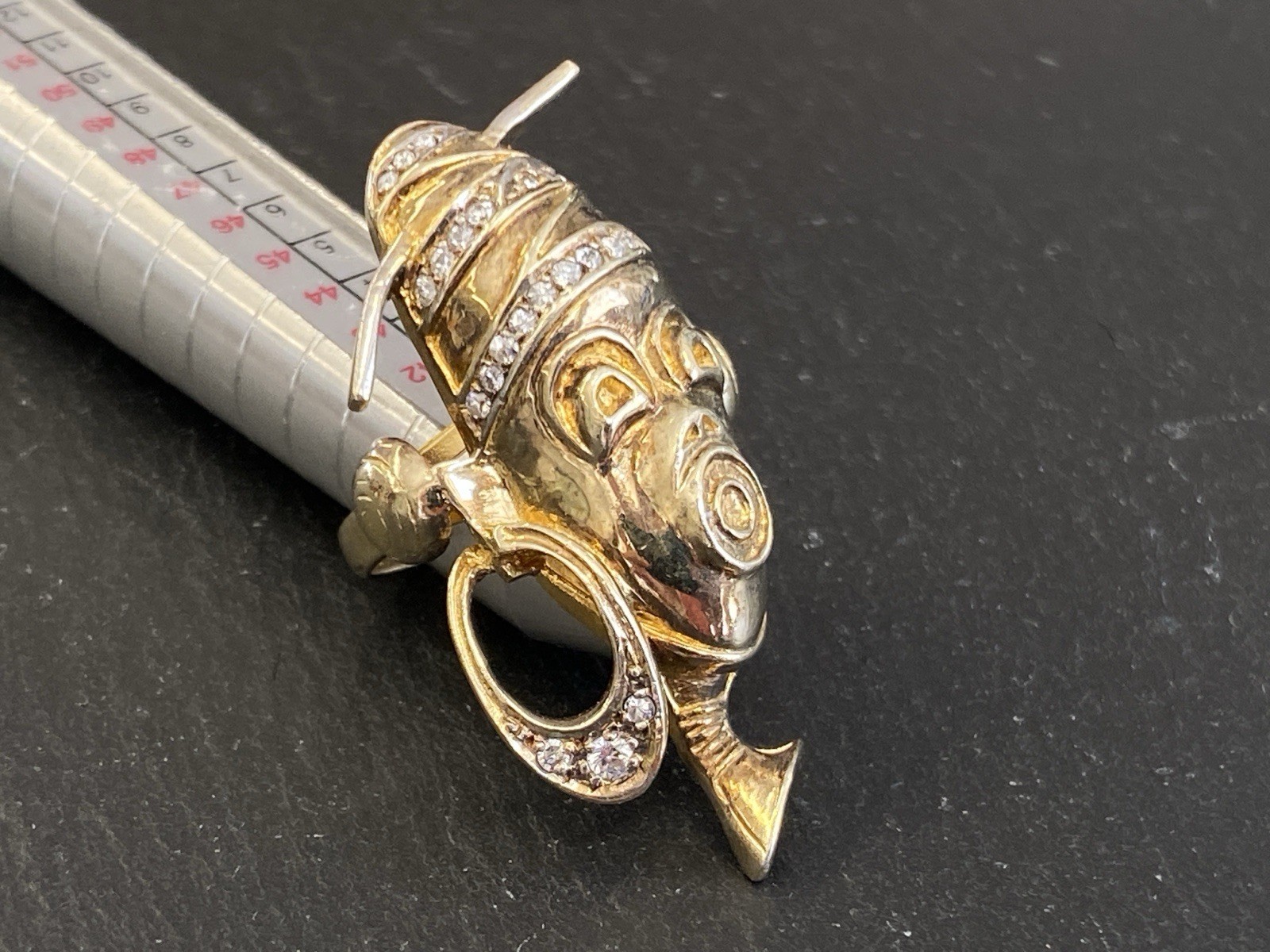 AUSGEFALLENER RING 925 STERLING SILBER VERGOLDET GLAS GRÖSSE 56 – Bild 6