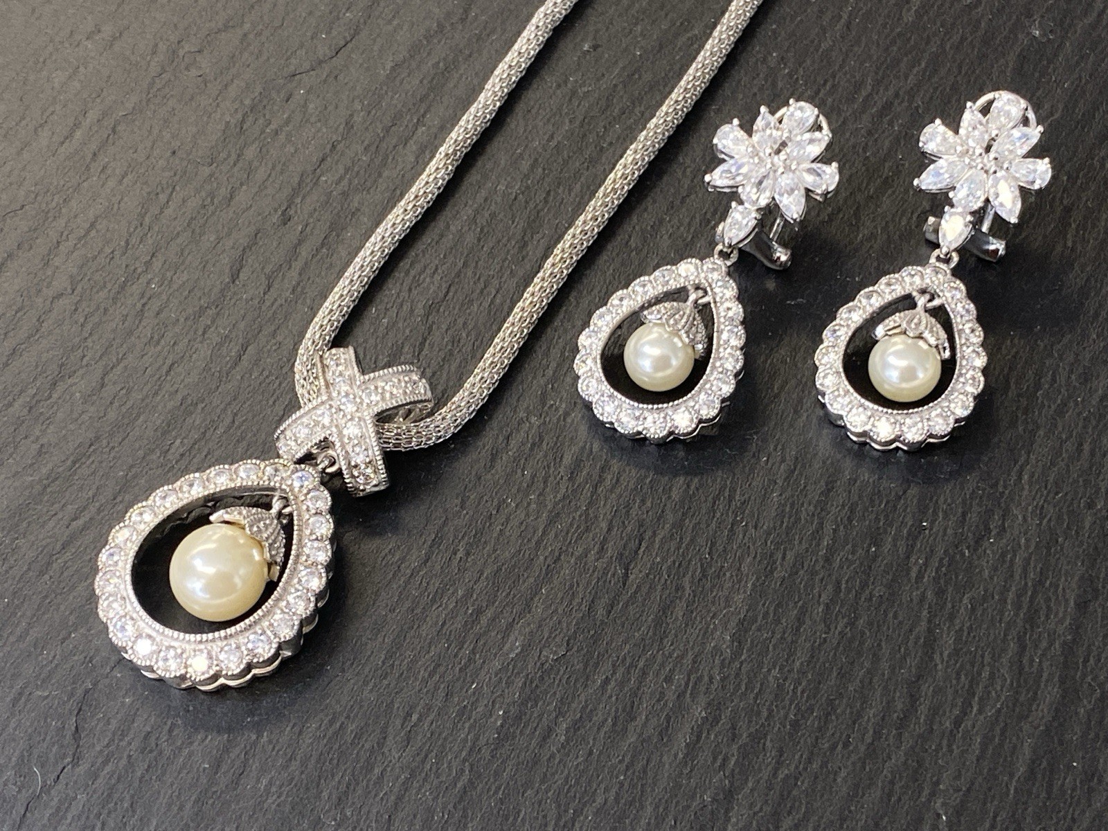 SCHMUCKSET SCHMUCK SET MODESCHMUCK 925 STERLING SILBER GLAS KUNSTPERLEN PERLEN