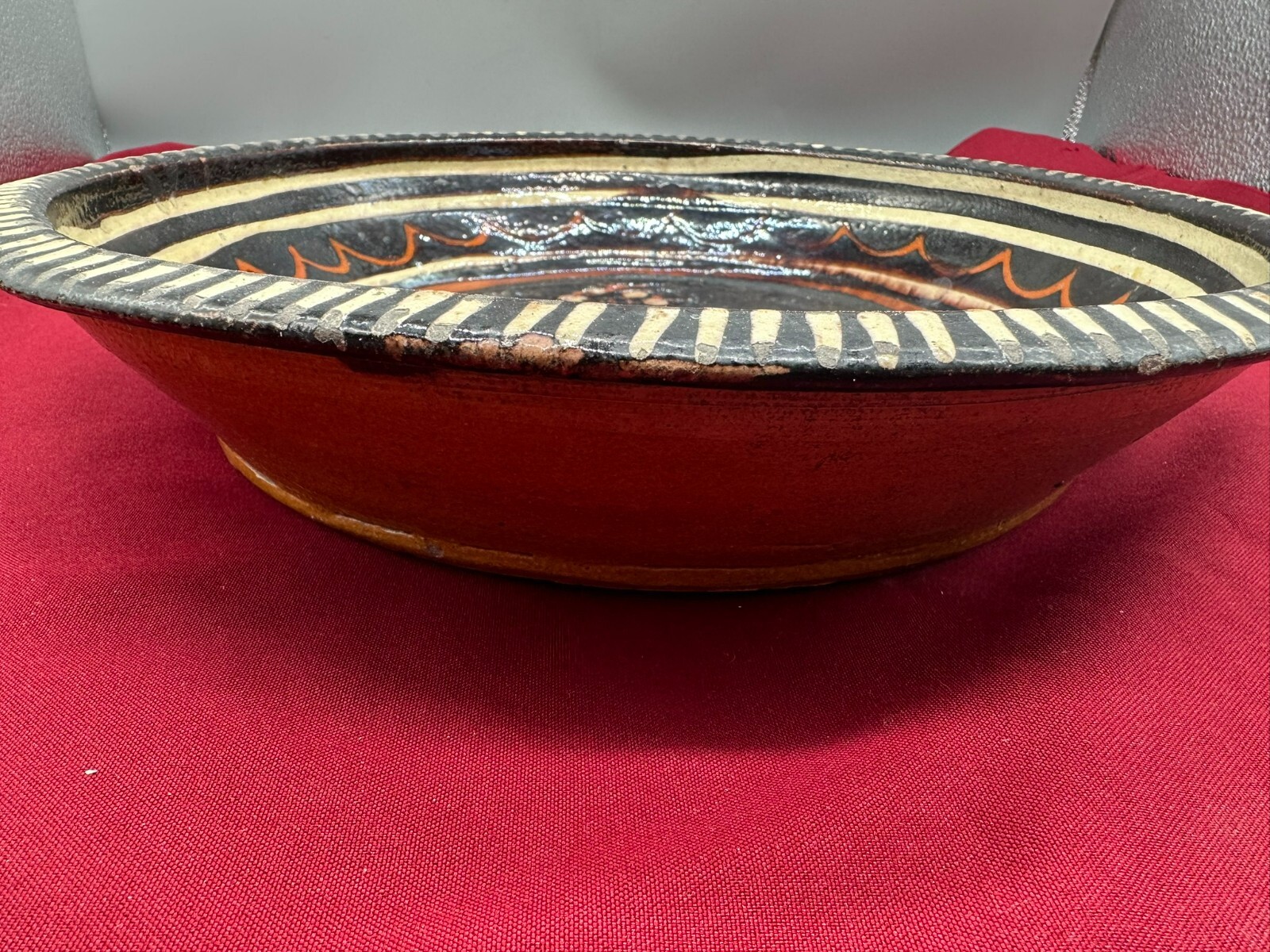 GROSSE ANTIKE SCHALE AUS KERAMIK HANDBEMALT VON 1907 35cm – Bild 7