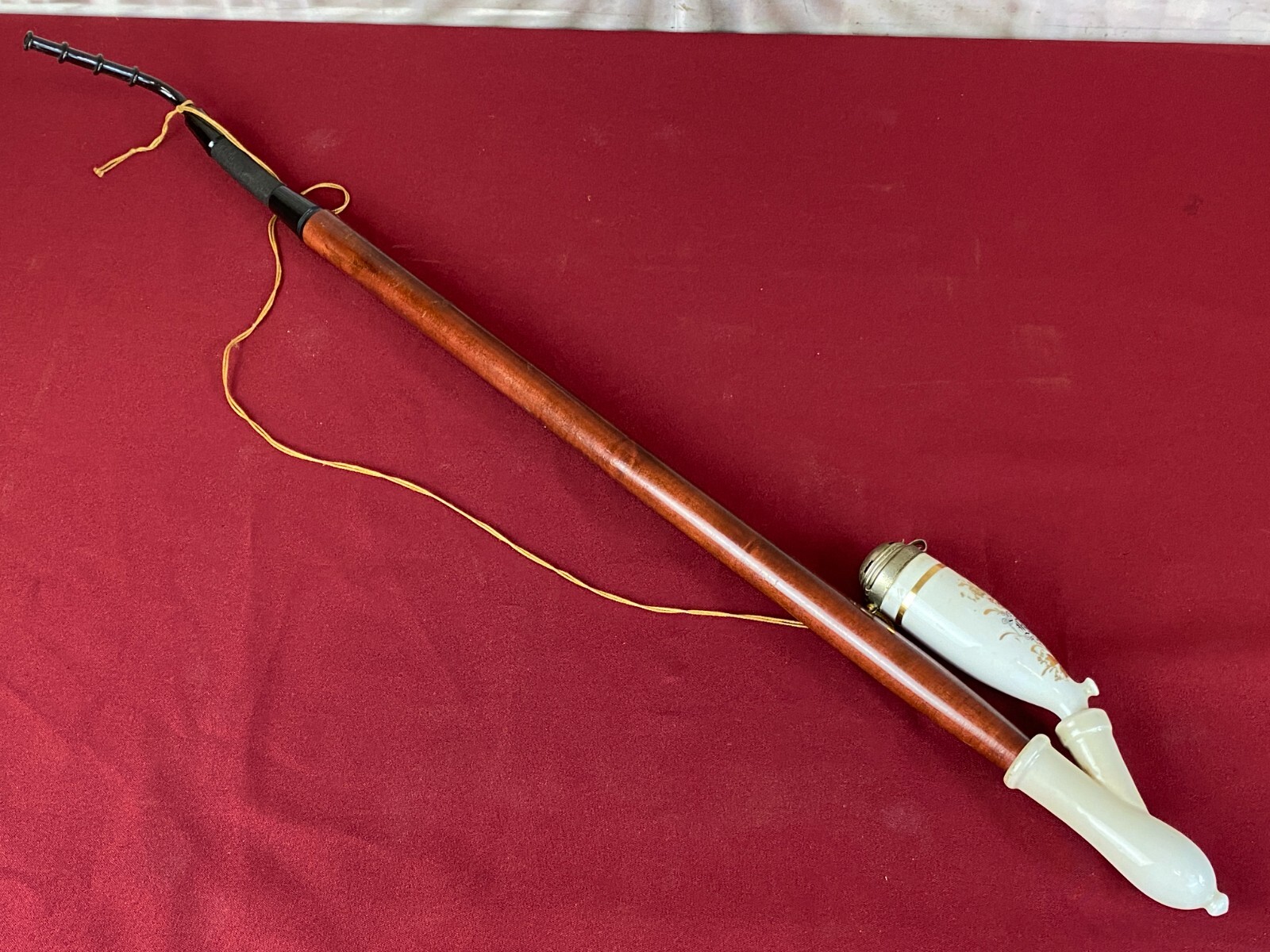 ANTIKE PFEIFE PORZELLAN HANDBEMALT PORZELLANPFEIFE ZUR HOCHZEIT 77cm – Bild 3