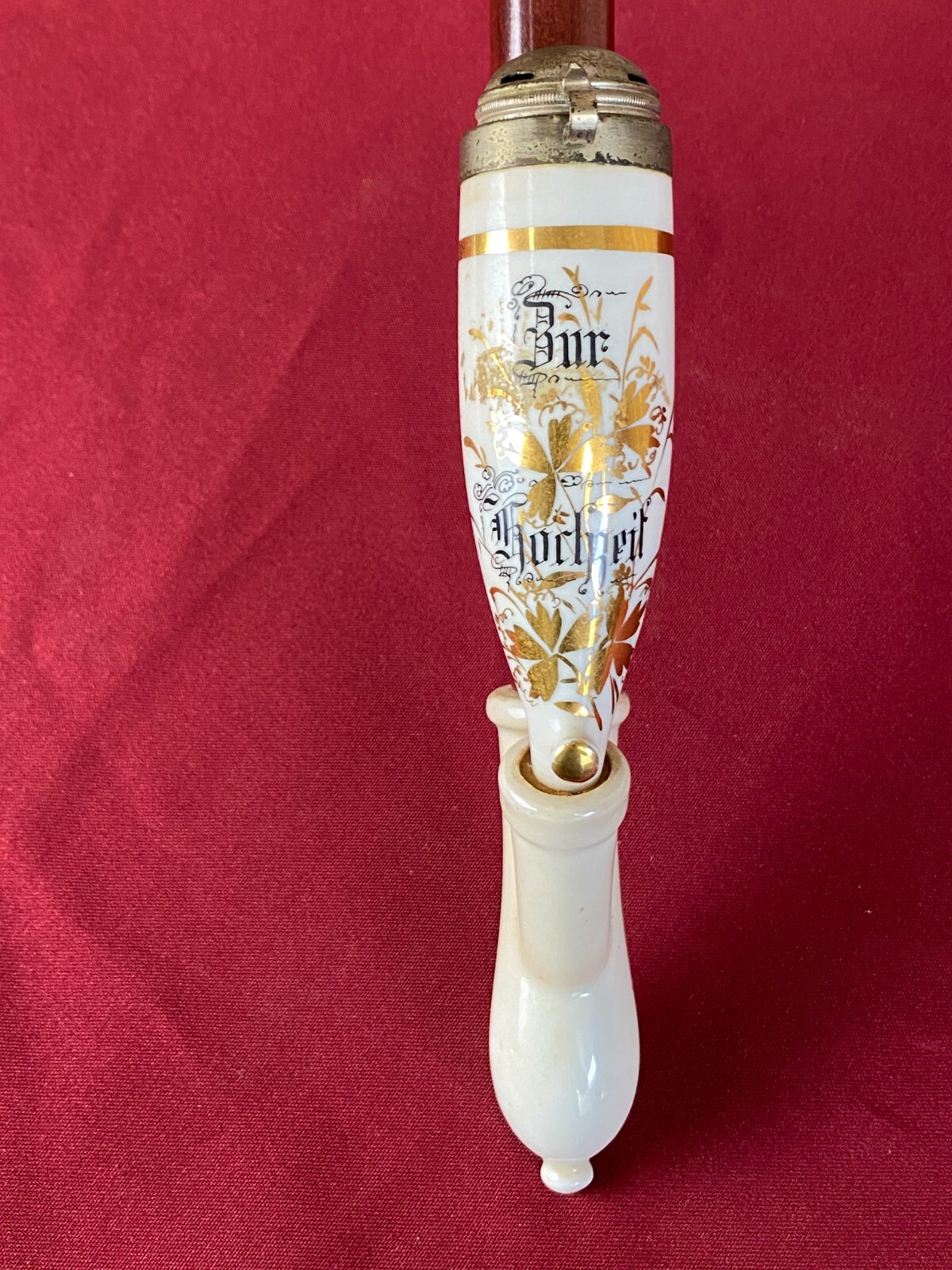 ANTIKE PFEIFE PORZELLAN HANDBEMALT PORZELLANPFEIFE ZUR HOCHZEIT 77cm – Bild 4