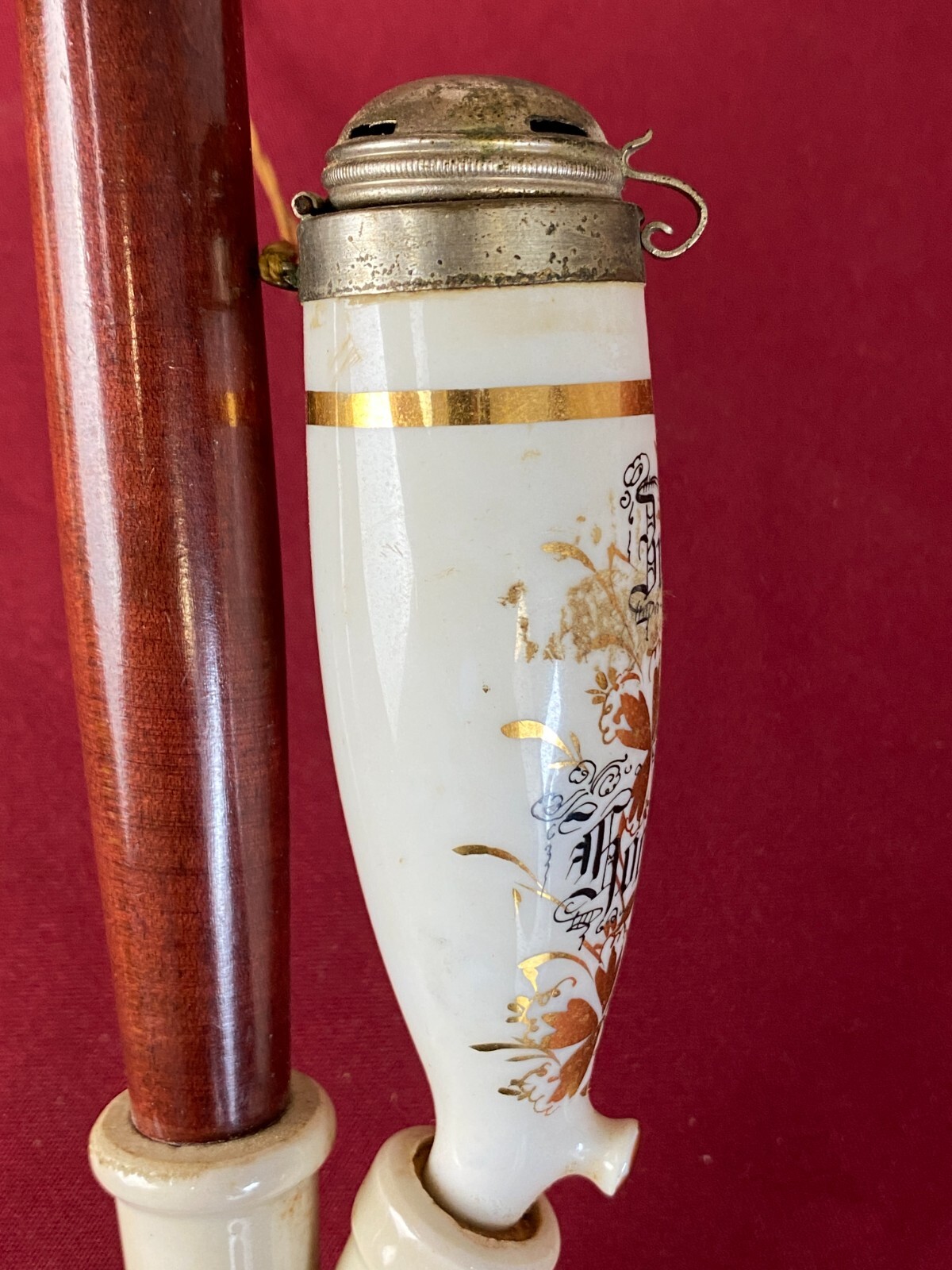 ANTIKE PFEIFE PORZELLAN HANDBEMALT PORZELLANPFEIFE ZUR HOCHZEIT 77cm – Bild 5