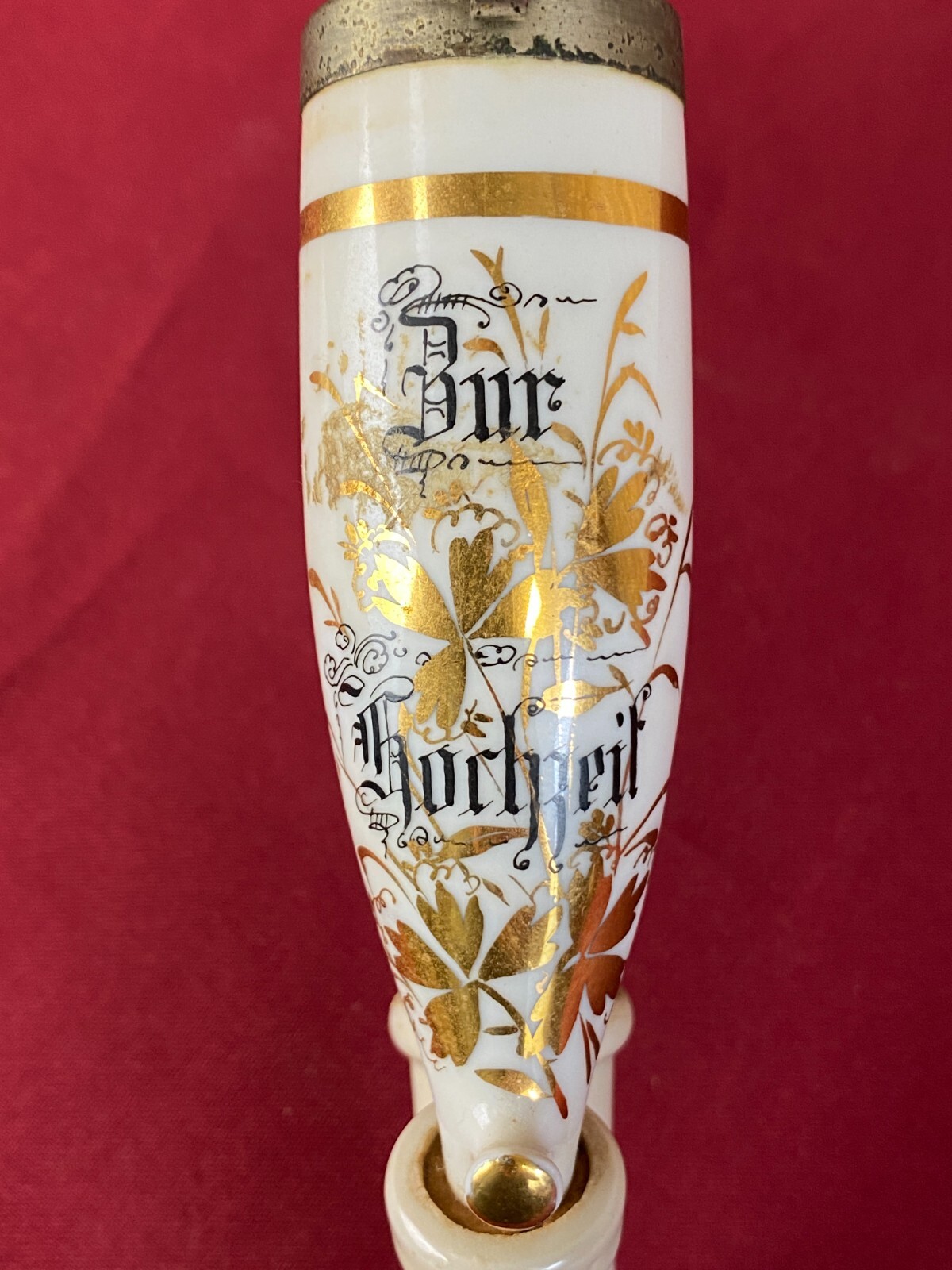 ANTIKE PFEIFE PORZELLAN HANDBEMALT PORZELLANPFEIFE ZUR HOCHZEIT 77cm