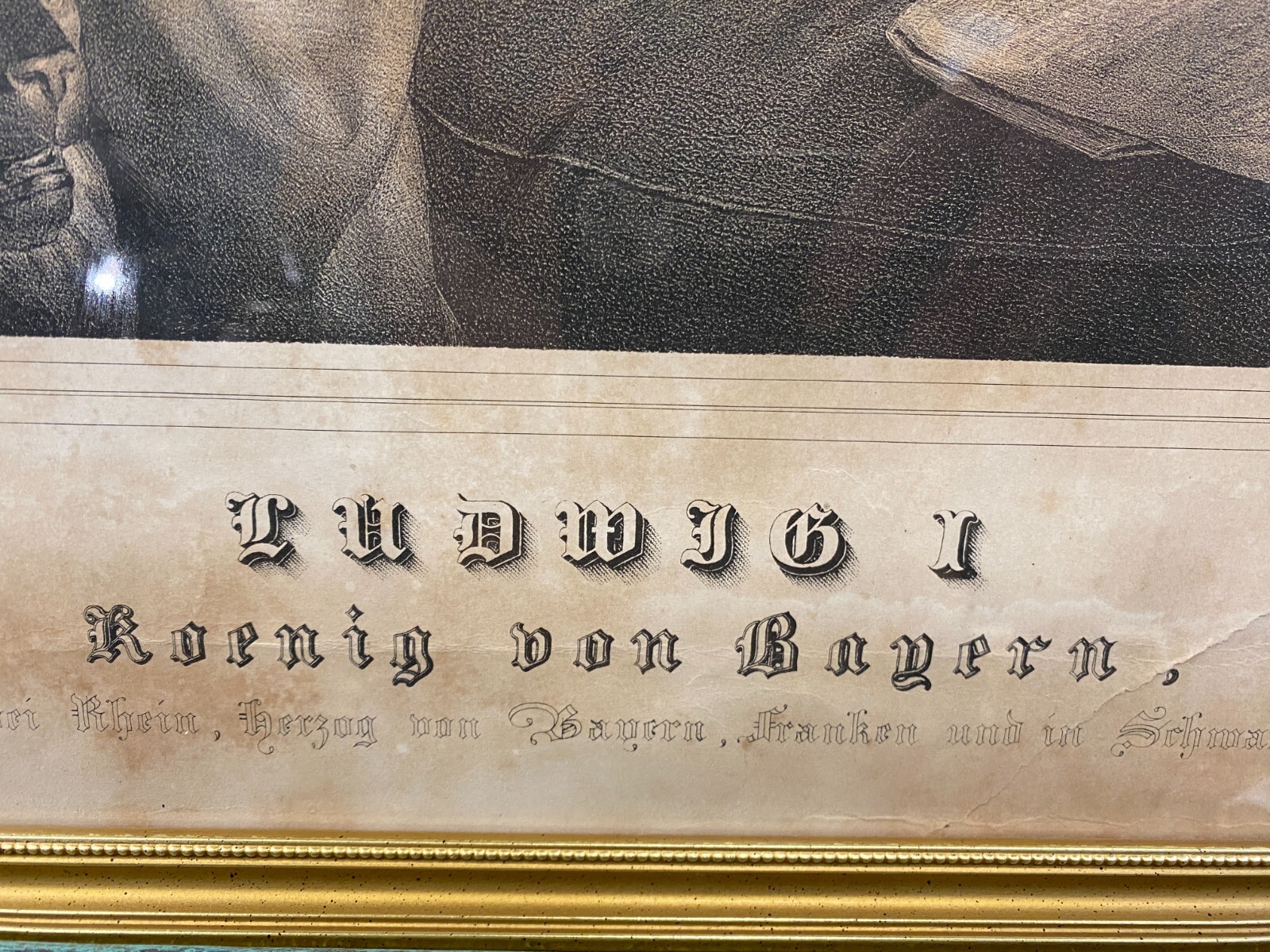 Grosser Druck gerahmt hinter Glas mit dem Portrait Ludwig I – Bild 11