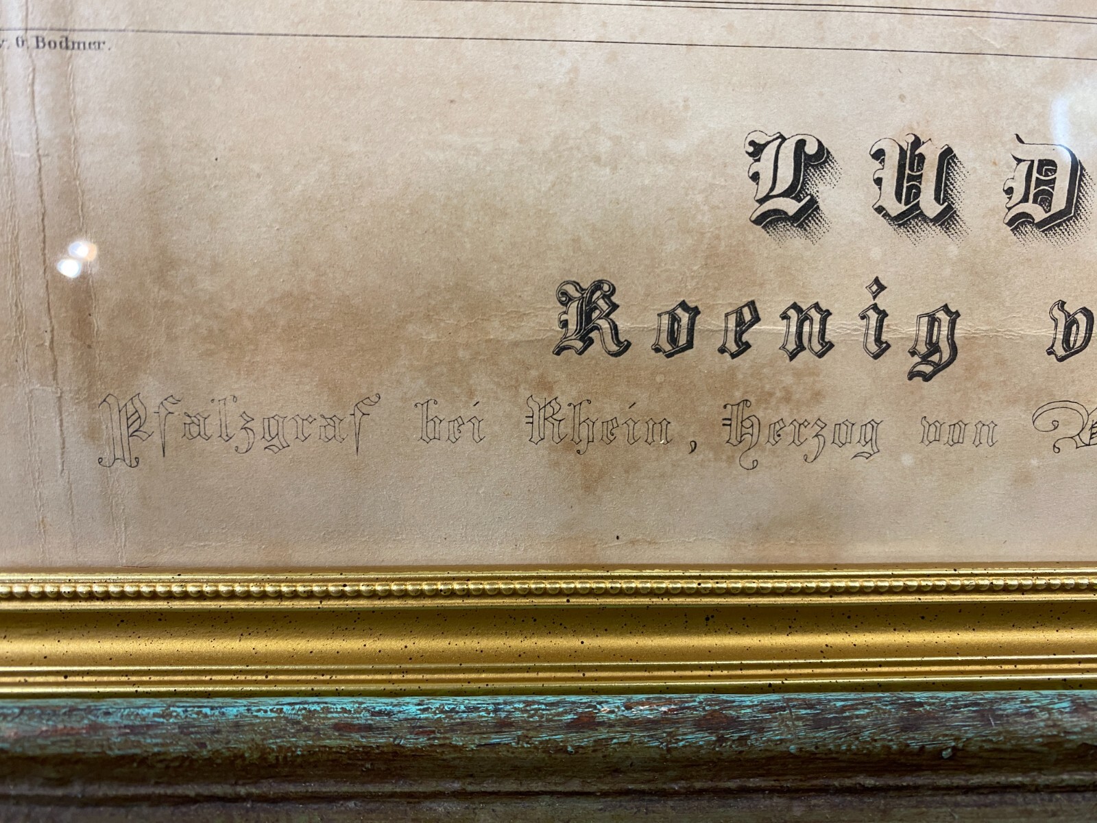 Grosser Druck gerahmt hinter Glas mit dem Portrait Ludwig I – Bild 12