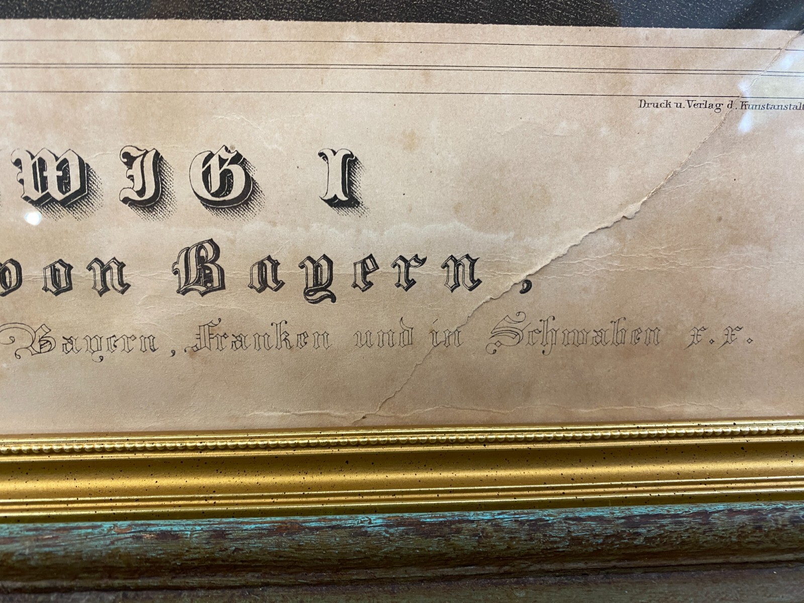 Grosser Druck gerahmt hinter Glas mit dem Portrait Ludwig I – Bild 13