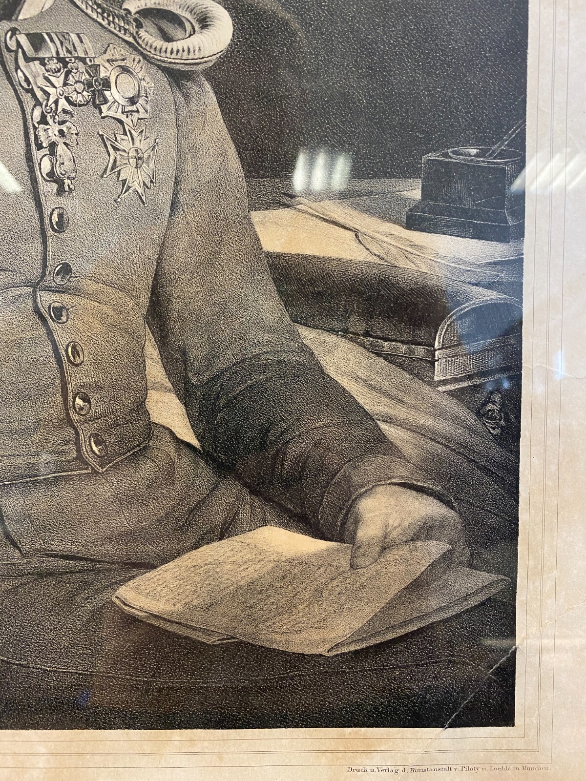 Grosser Druck gerahmt hinter Glas mit dem Portrait Ludwig I – Bild 10