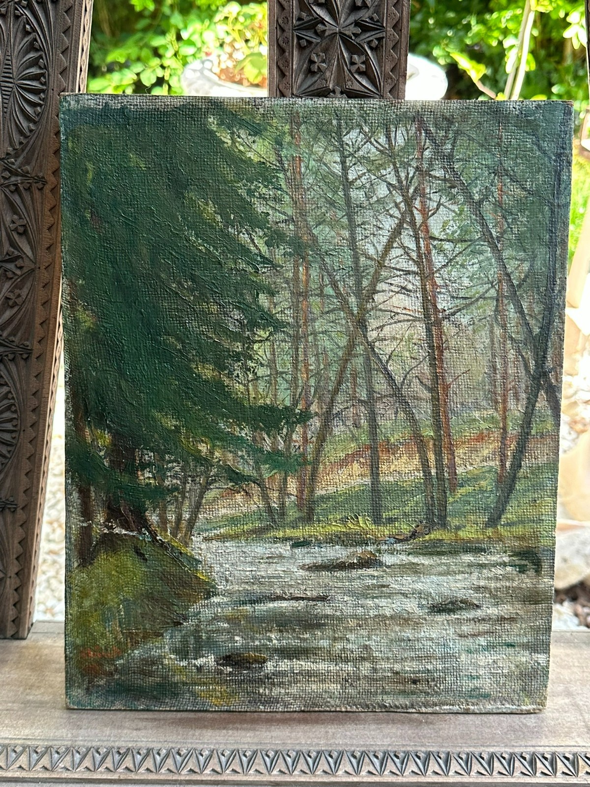 ÖLGEMÄLDE GEMÄLDE FLUSS IM WALD LANDSCHAFT WOHL RICHARD MUND – Bild 3