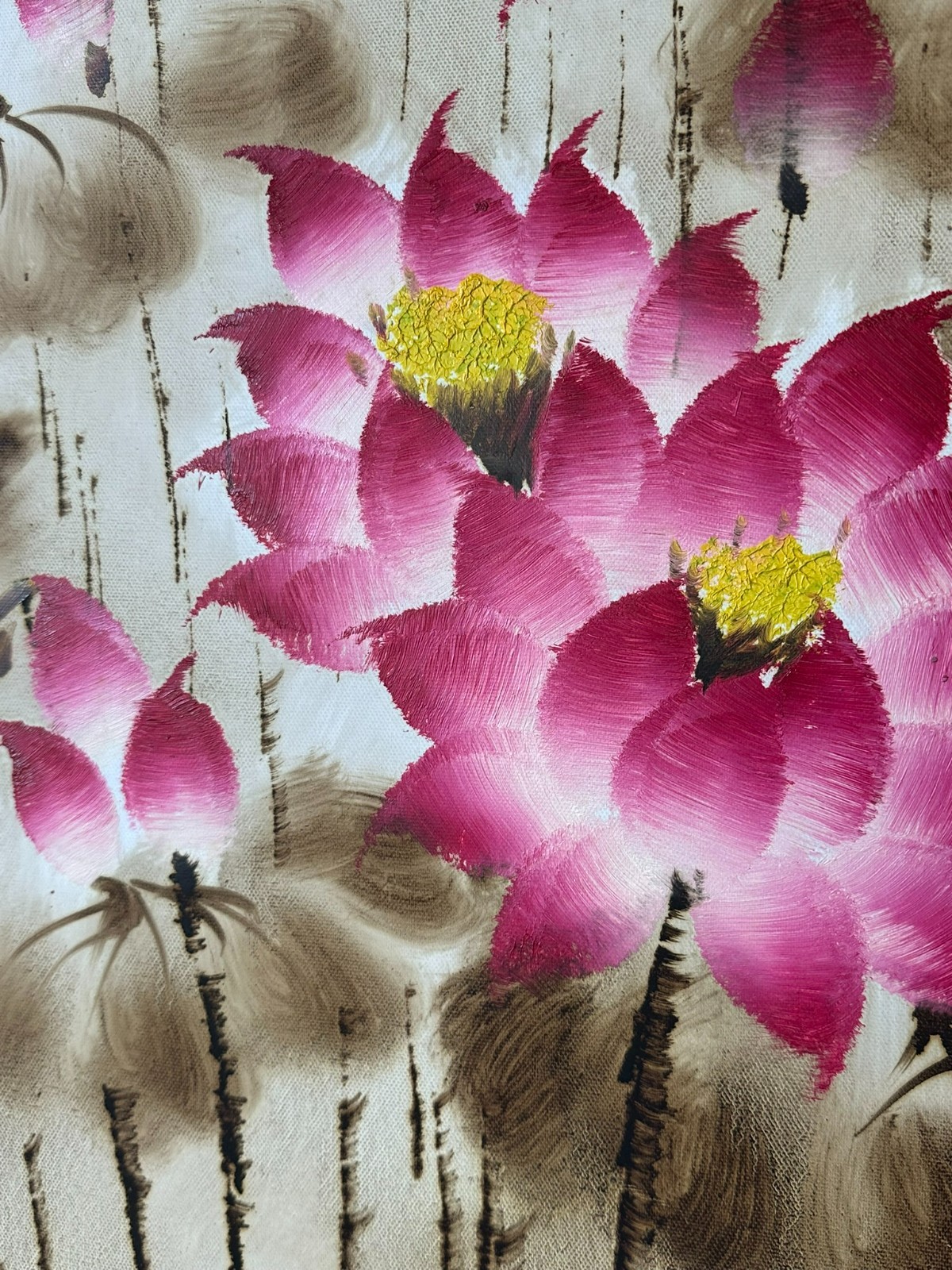 ÖLGEMÄLDE AUF LEINWAND GEMÄLDE BLUMEN STILLLEBEN RAHMEN SIGNIERT – Bild 6