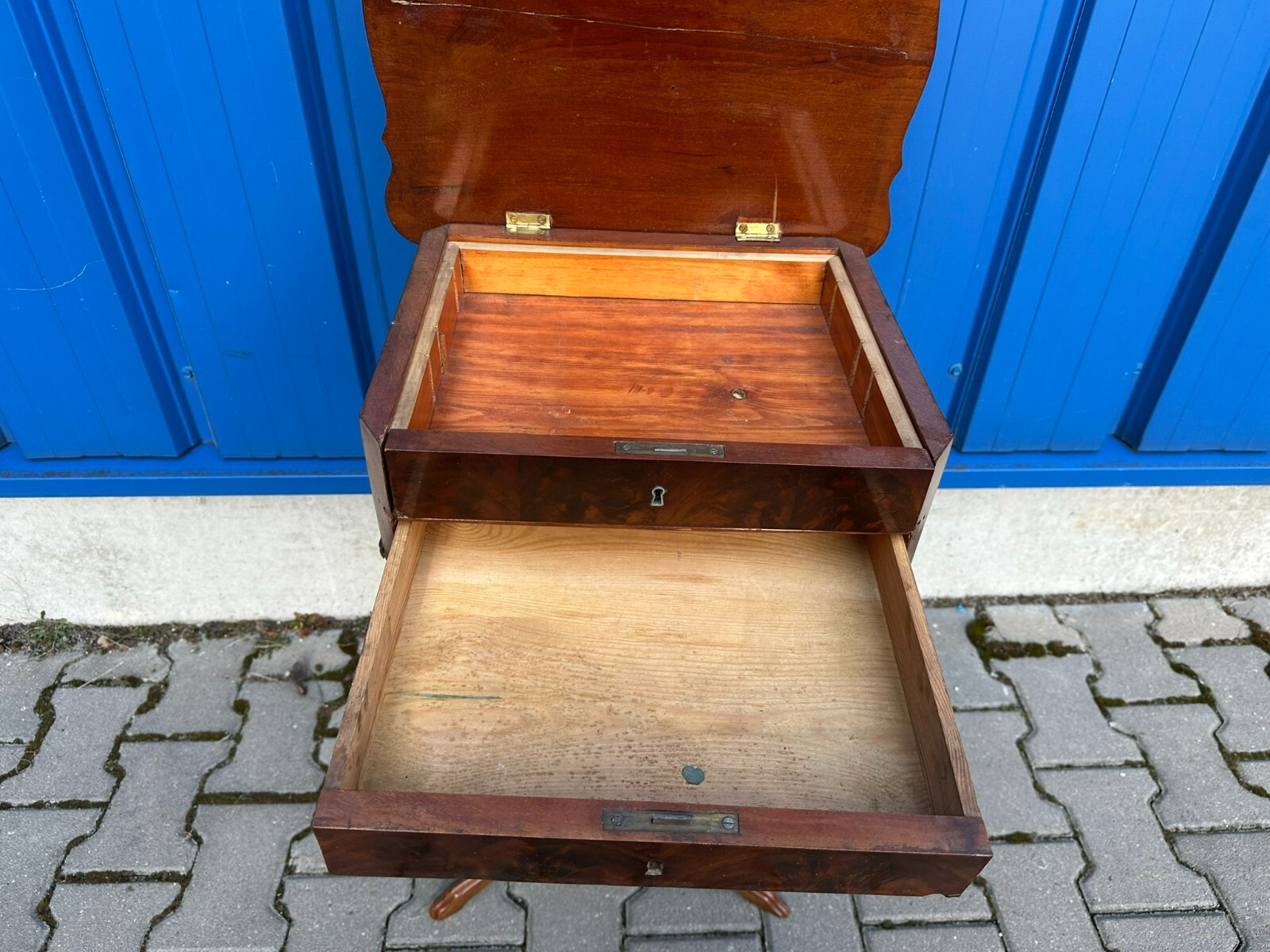 ANTIKER BEISTELLTISCH NÄHTISCH UM 1860 MAHAGONI LOUIS PHILIPPE – Bild 12