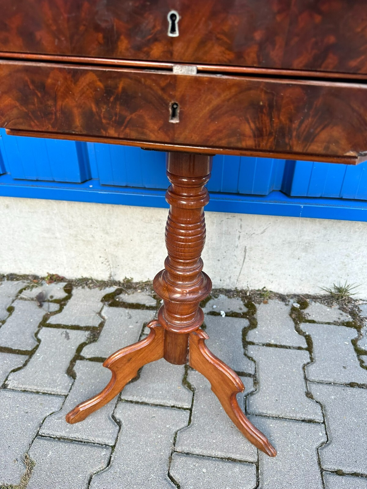 ANTIKER BEISTELLTISCH NÄHTISCH UM 1860 MAHAGONI LOUIS PHILIPPE – Bild 13