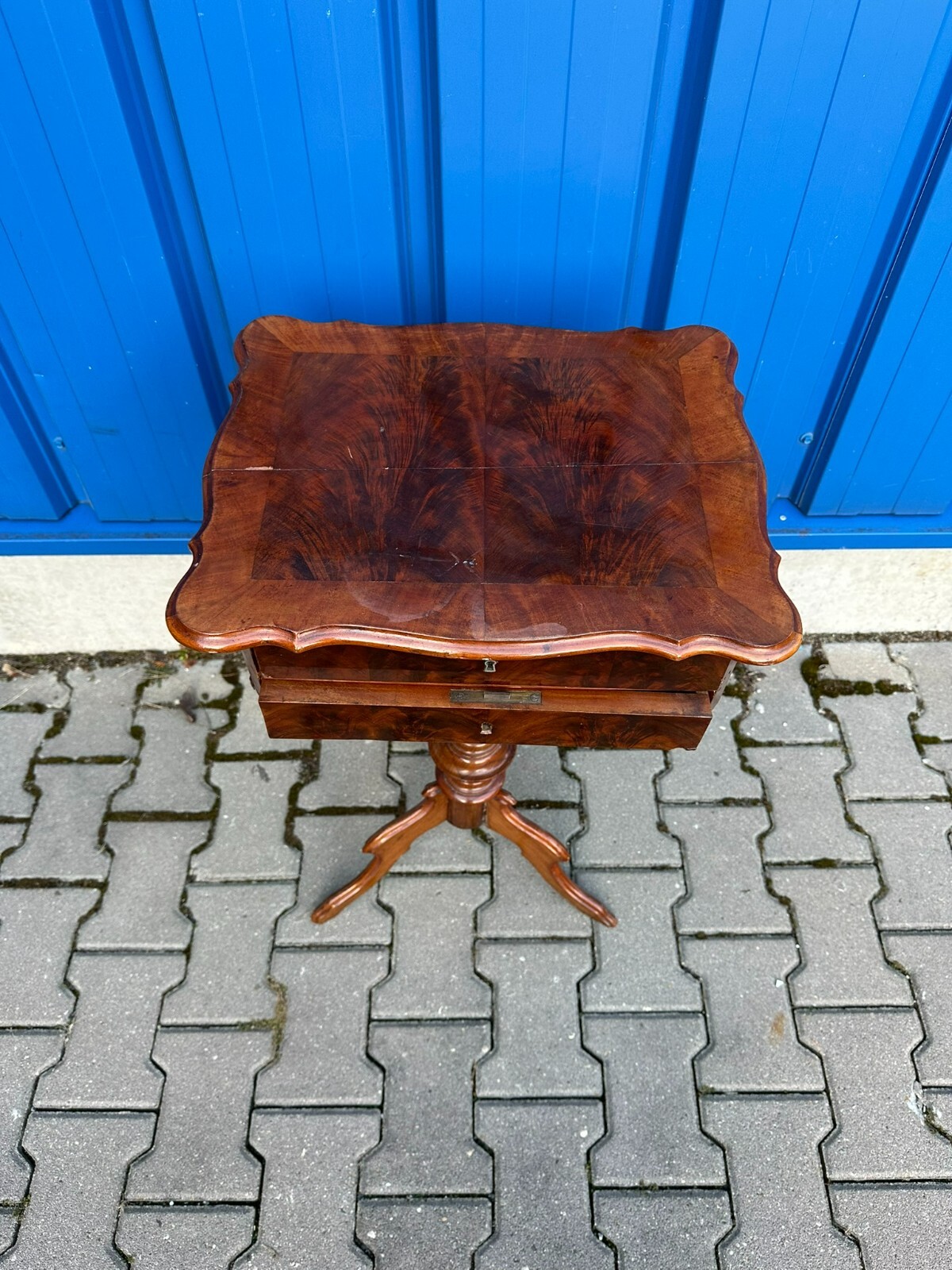 ANTIKER BEISTELLTISCH NÄHTISCH UM 1860 MAHAGONI LOUIS PHILIPPE – Bild 3