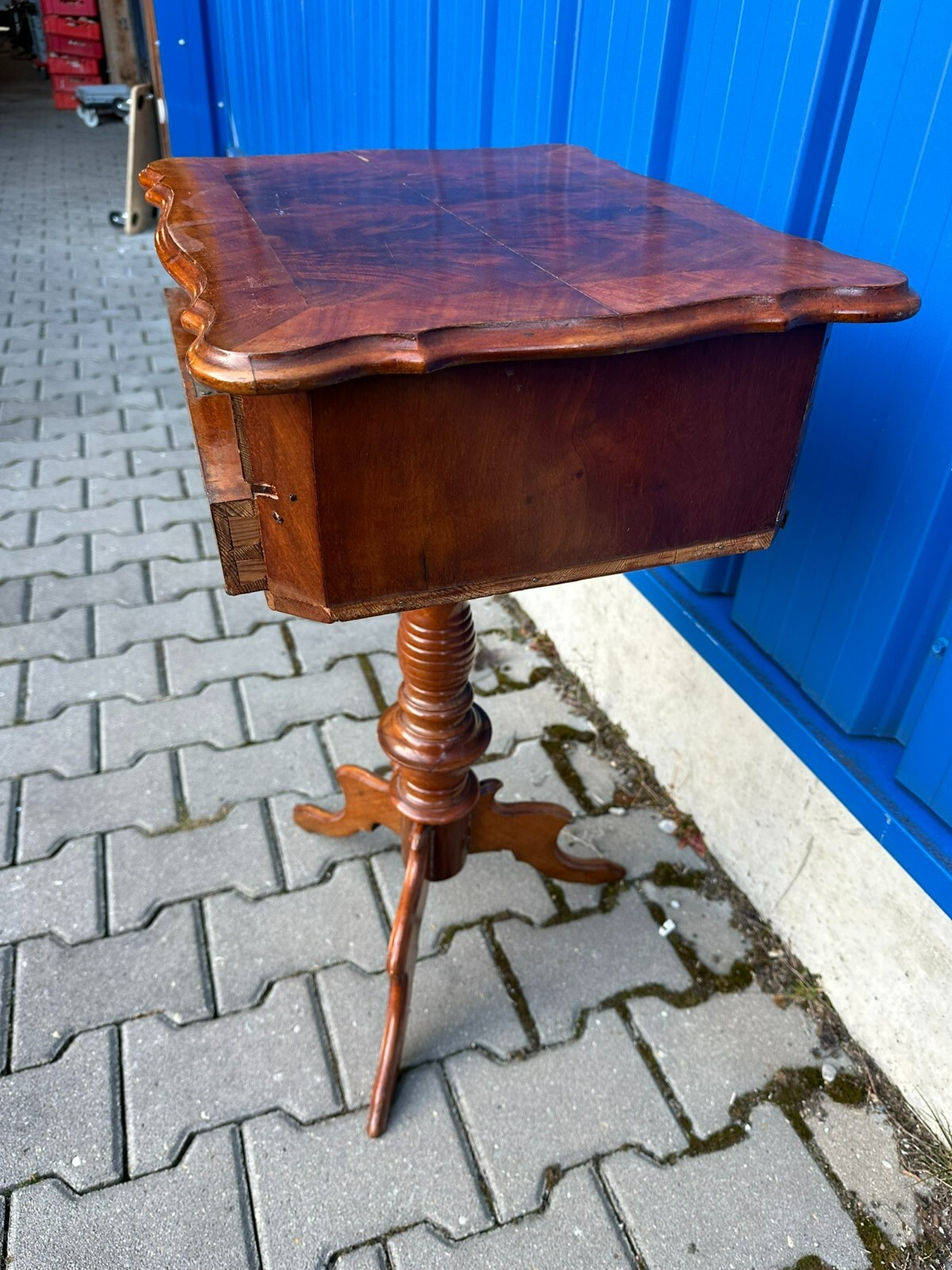 ANTIKER BEISTELLTISCH NÄHTISCH UM 1860 MAHAGONI LOUIS PHILIPPE – Bild 7