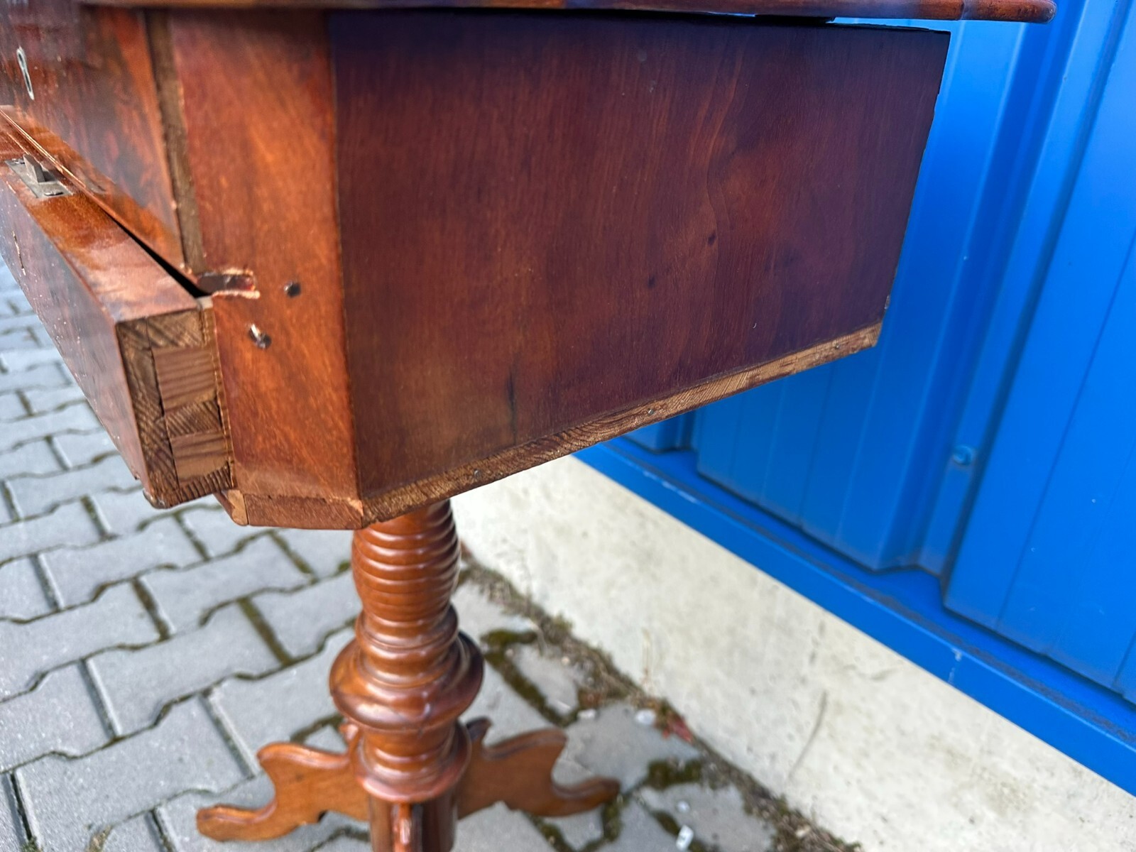 ANTIKER BEISTELLTISCH NÄHTISCH UM 1860 MAHAGONI LOUIS PHILIPPE – Bild 8