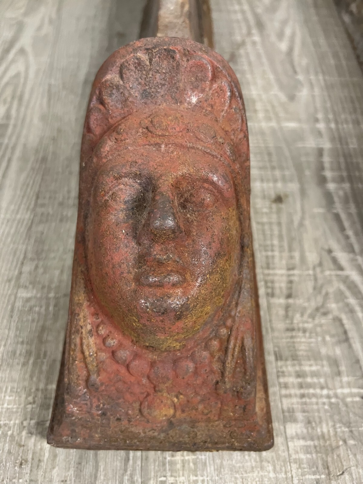 ANTIKE KAMINBÖCKE AUS EISEN HISTORISMUS UM 1880 GESICHTER 19 TES JHDT – Bild 4