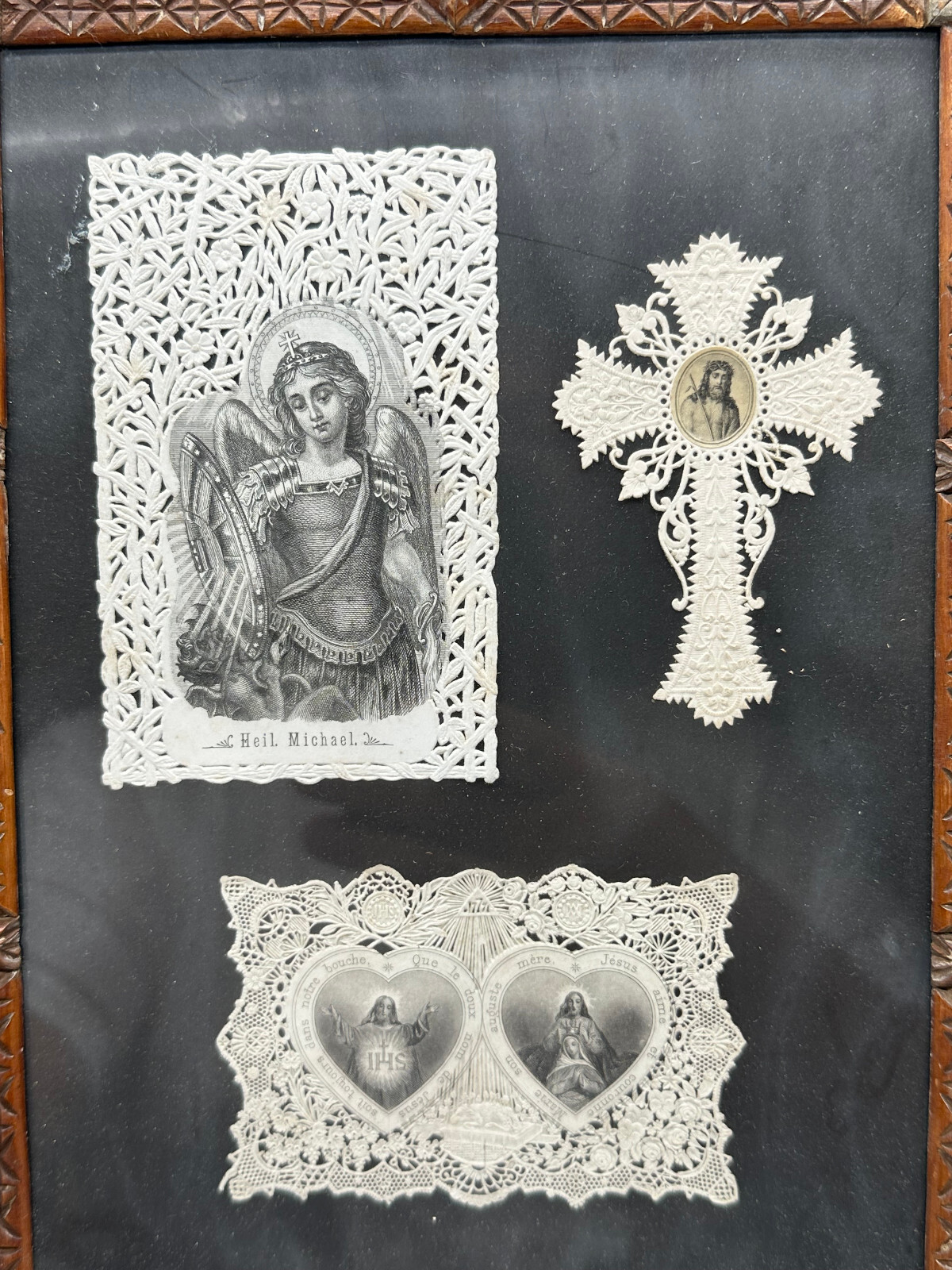 ANTIKER RAHMEN VON 1920 HANDGESCHNITZT MIT VOTIVBILDERN – Bild 3