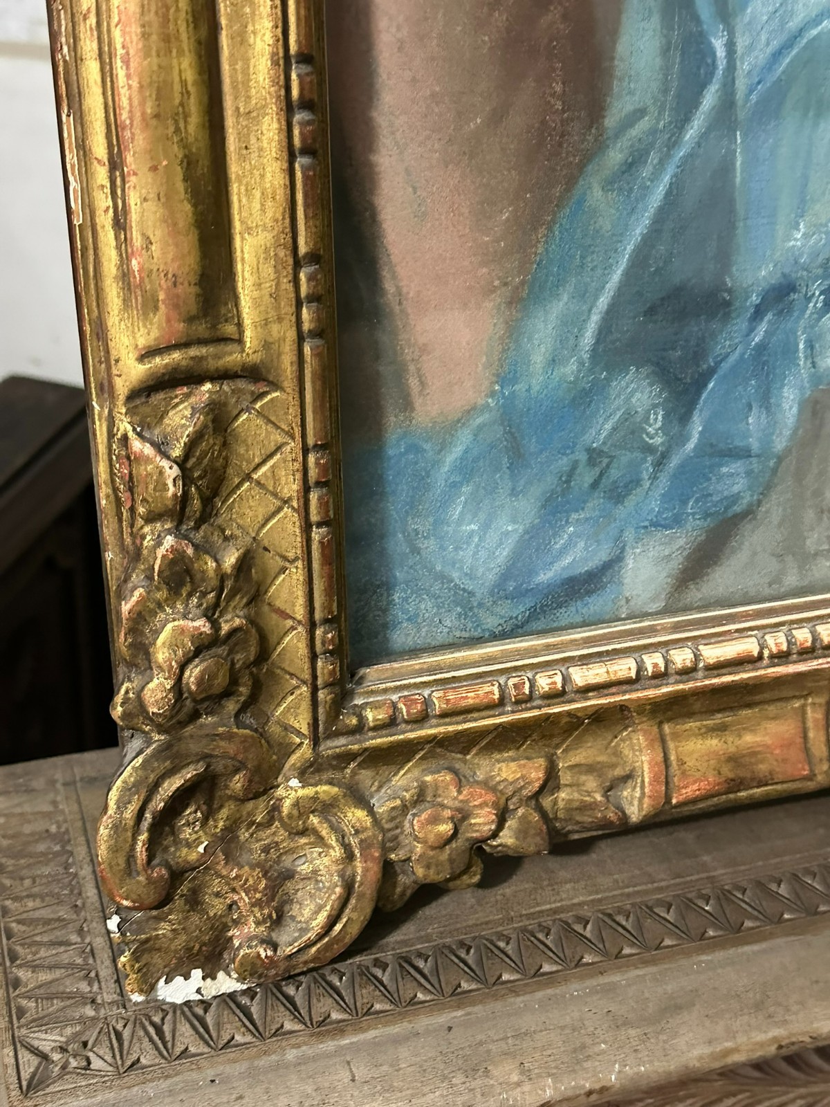 GROSSE PASTELL ZEICHNUNG PORTRAIT EINER DAME FRANKREICH 19 TES JHDT ORIGINAL – Bild 12