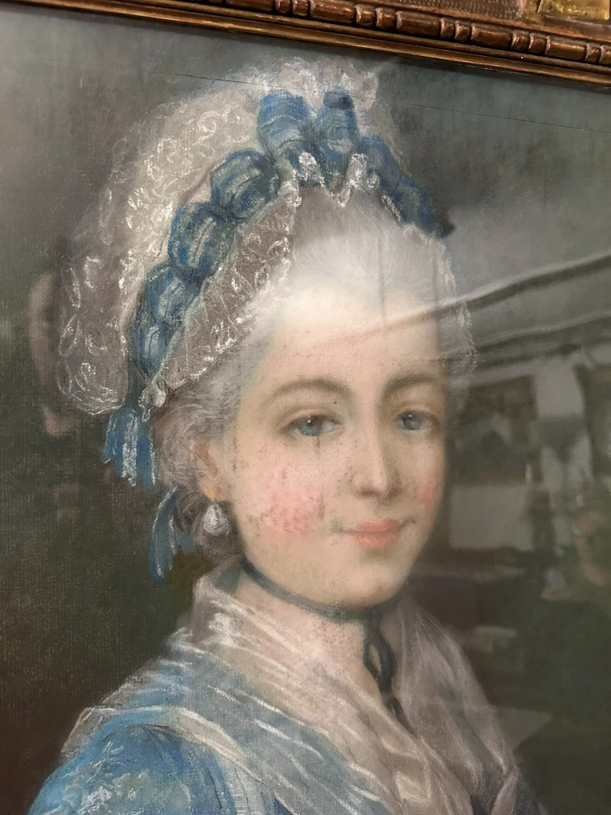 GROSSE PASTELL ZEICHNUNG PORTRAIT EINER DAME FRANKREICH 19 TES JHDT ORIGINAL – Bild 3