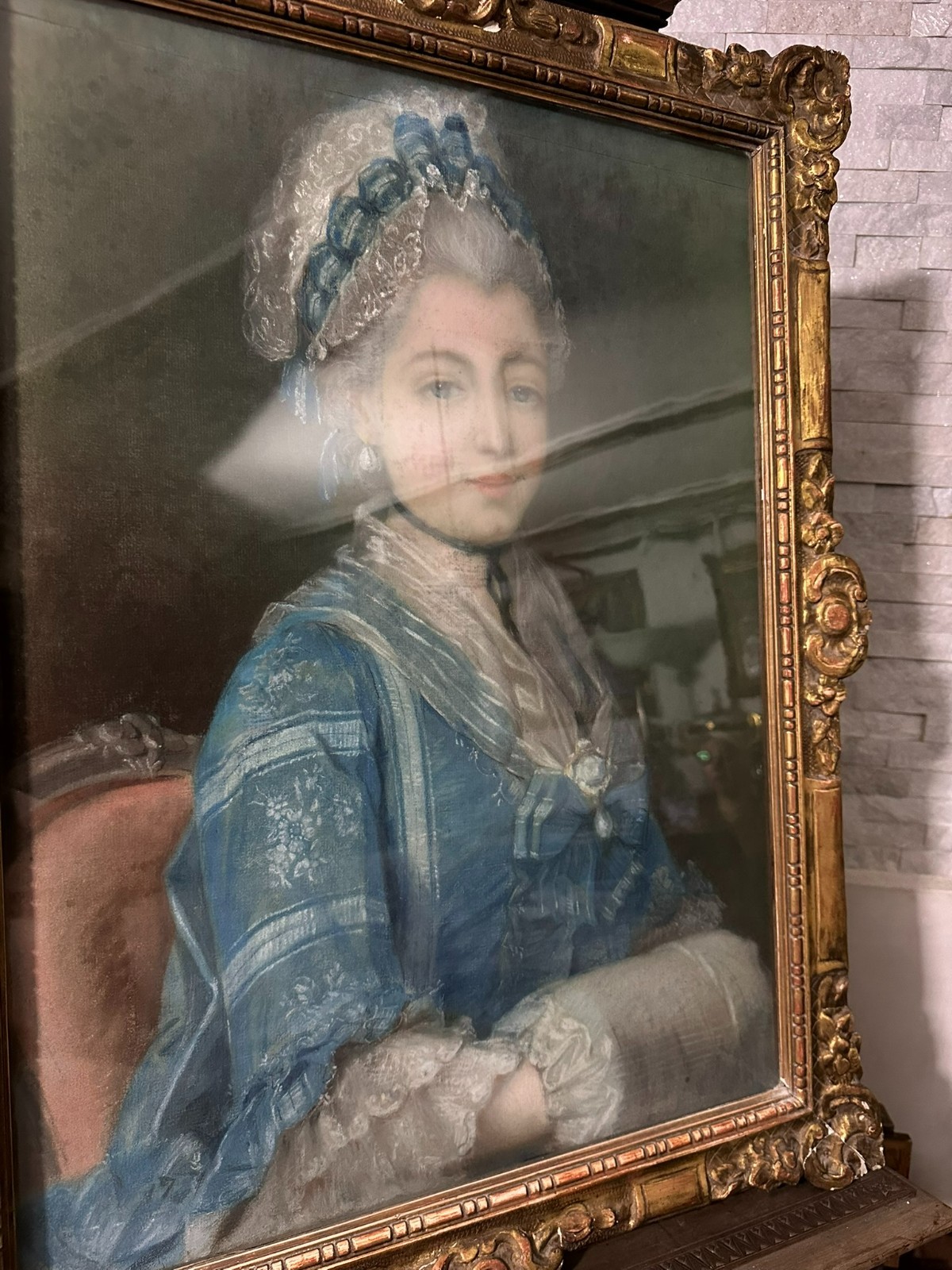 GROSSE PASTELL ZEICHNUNG PORTRAIT EINER DAME FRANKREICH 19 TES JHDT ORIGINAL – Bild 4