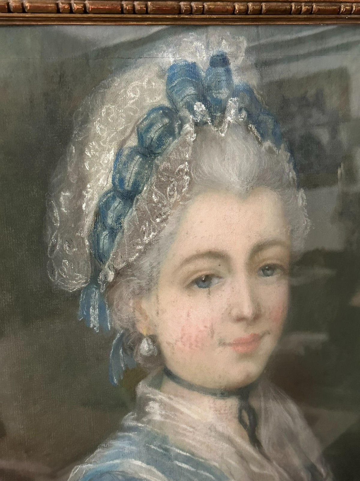 GROSSE PASTELL ZEICHNUNG PORTRAIT EINER DAME FRANKREICH 19 TES JHDT ORIGINAL – Bild 5