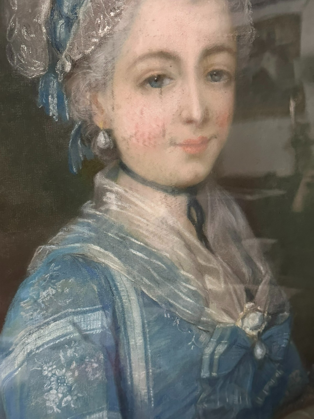 GROSSE PASTELL ZEICHNUNG PORTRAIT EINER DAME FRANKREICH 19 TES JHDT ORIGINAL – Bild 6