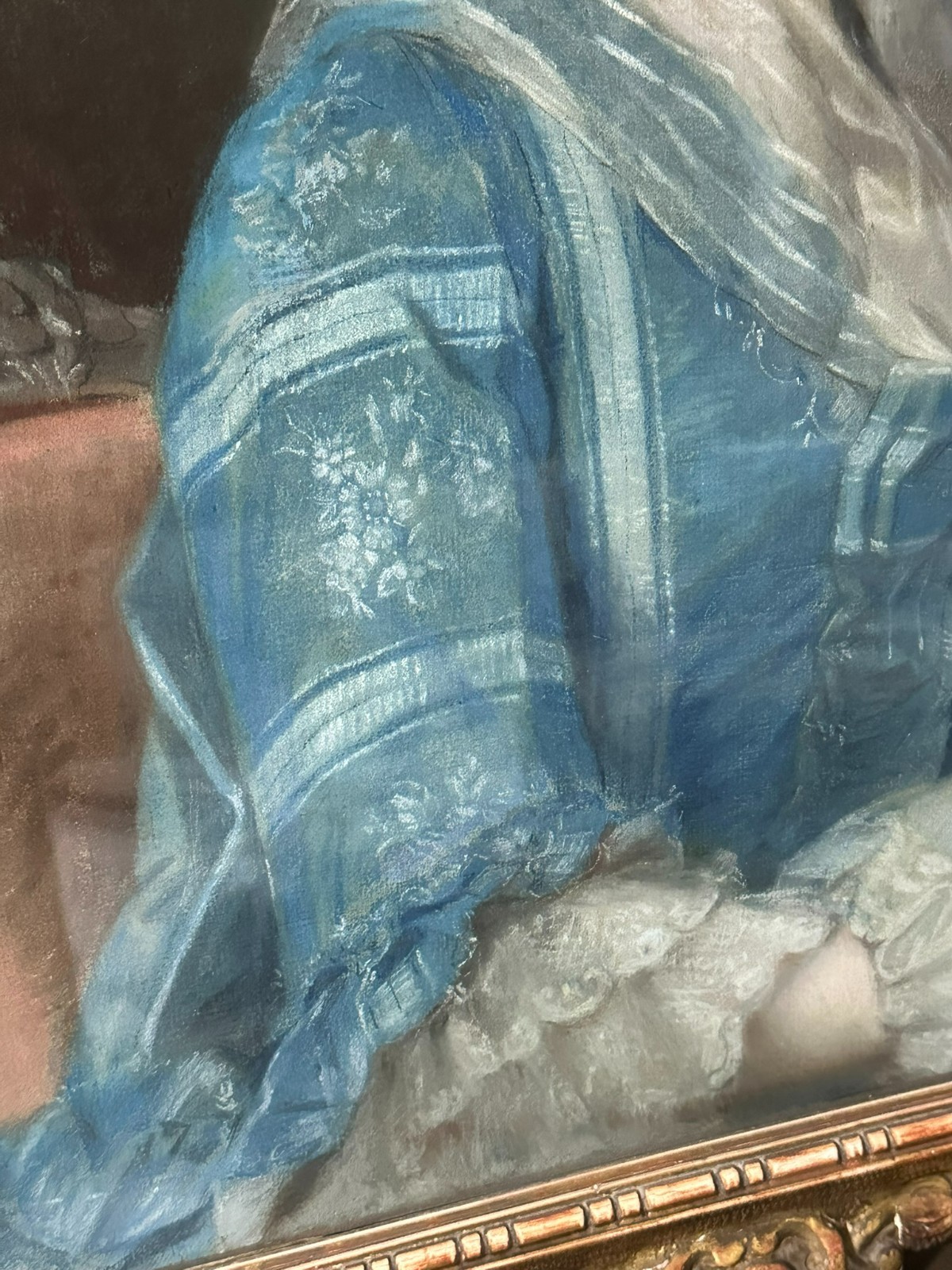 GROSSE PASTELL ZEICHNUNG PORTRAIT EINER DAME FRANKREICH 19 TES JHDT ORIGINAL – Bild 7