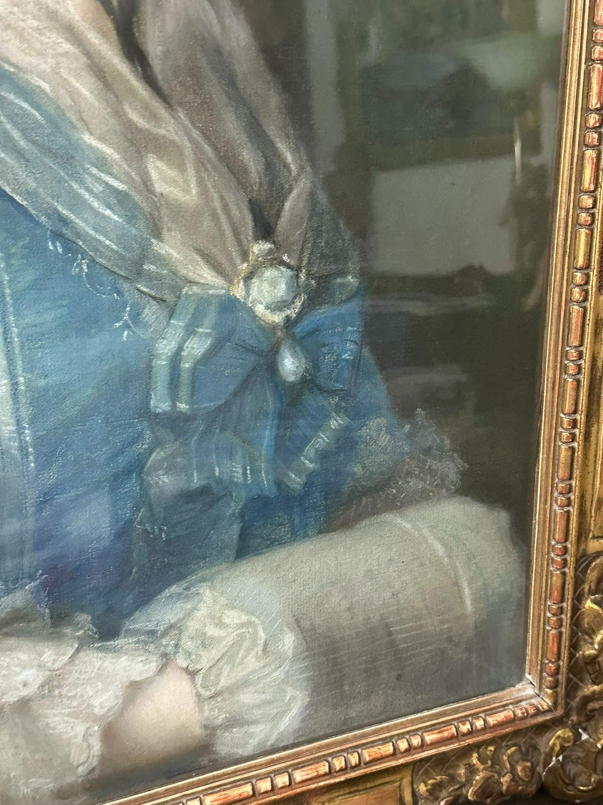 GROSSE PASTELL ZEICHNUNG PORTRAIT EINER DAME FRANKREICH 19 TES JHDT ORIGINAL – Bild 8