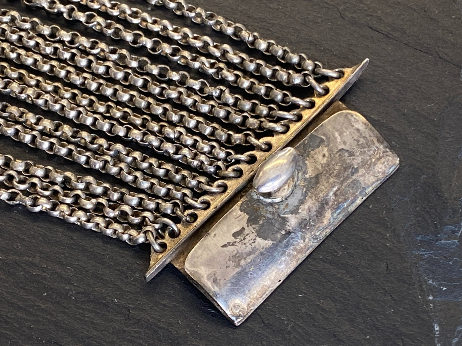 ANTIKE HALSKETTE KROPFKETTE TRACHTENKETTE STERLING SILBER VERGOLDET GRANAT 19JH – Bild 15