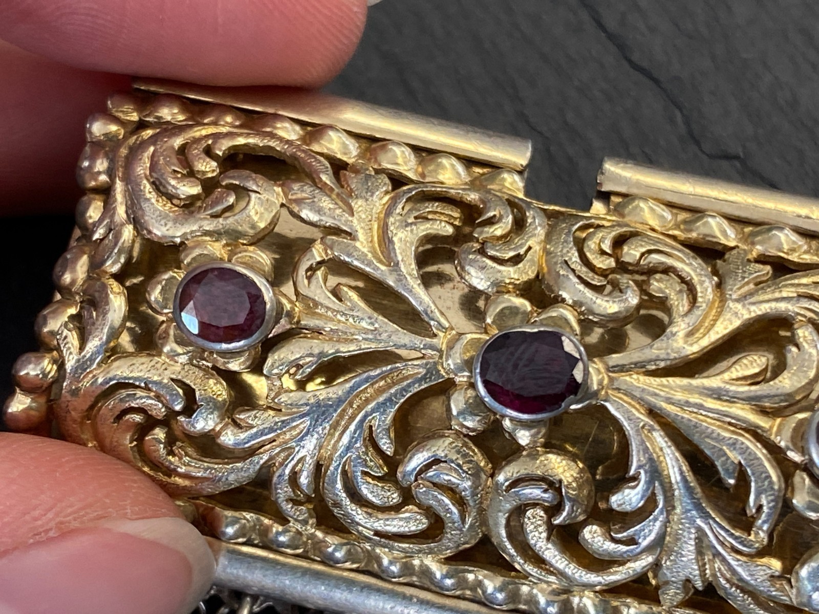 ANTIKE HALSKETTE KROPFKETTE TRACHTENKETTE STERLING SILBER VERGOLDET GRANAT 19JH – Bild 19