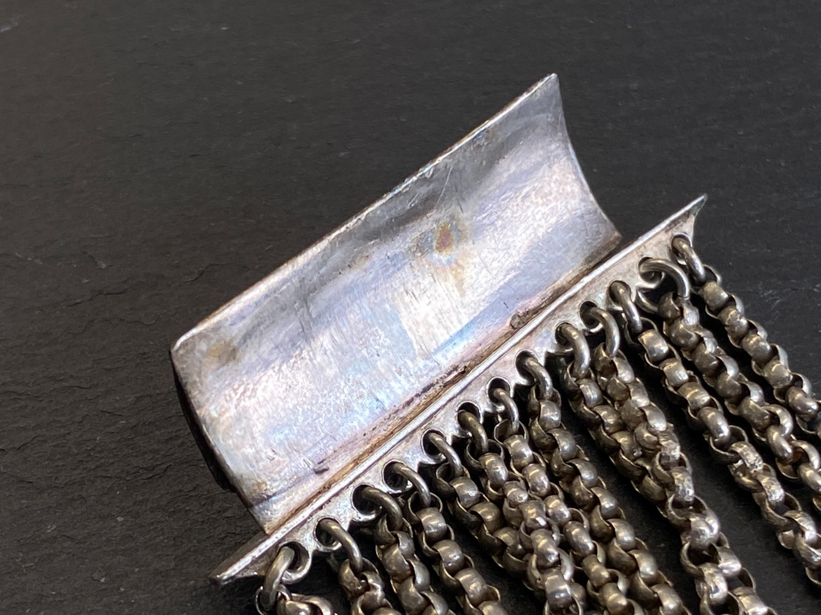 ANTIKE HALSKETTE KROPFKETTE TRACHTENKETTE STERLING SILBER VERGOLDET GRANAT 19JH – Bild 22