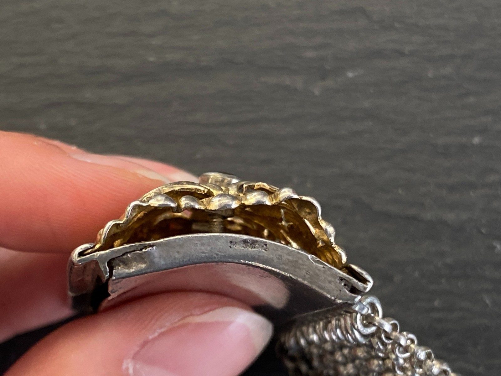 ANTIKE HALSKETTE KROPFKETTE TRACHTENKETTE STERLING SILBER VERGOLDET GRANAT 19JH – Bild 23