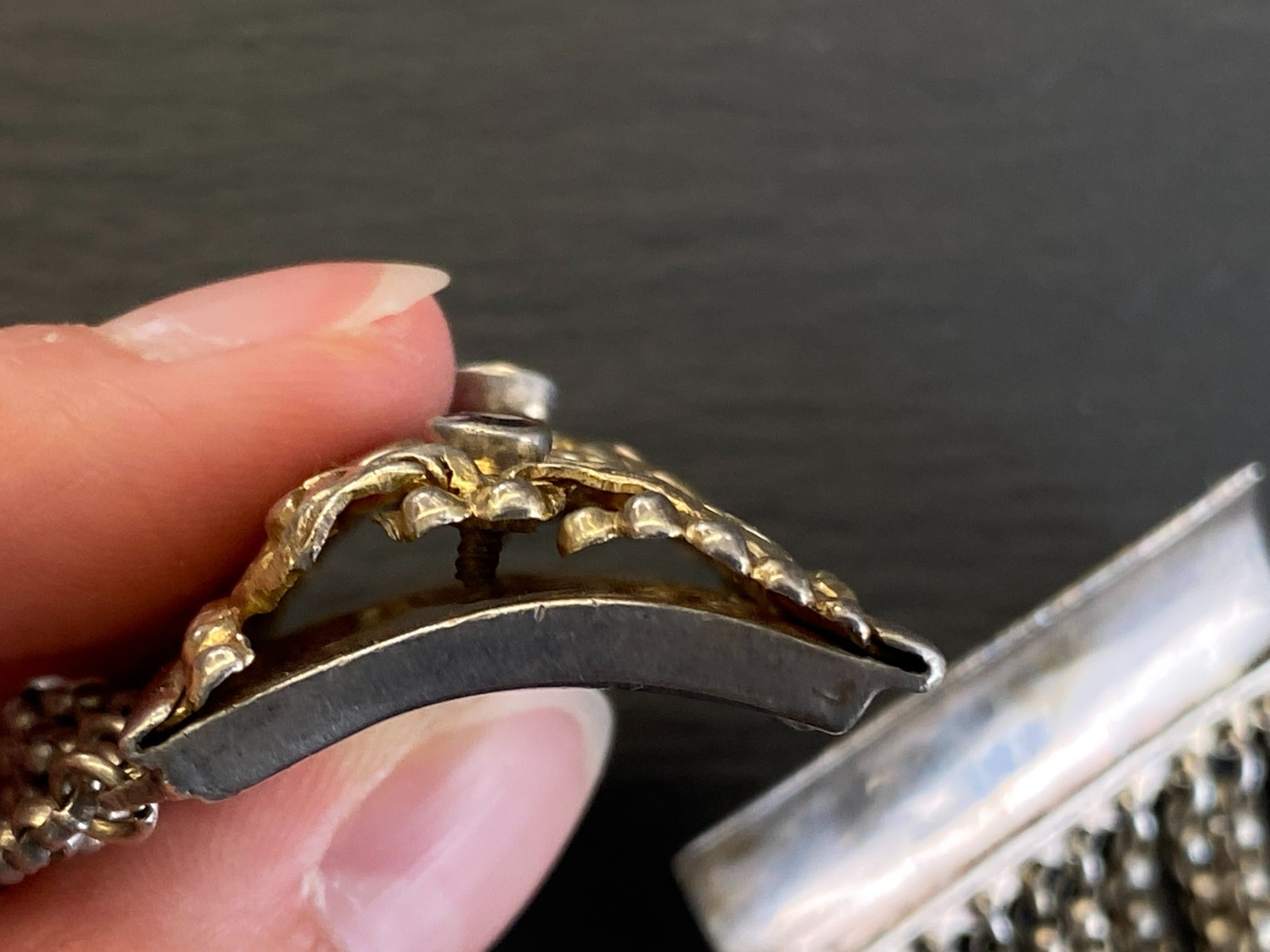 ANTIKE HALSKETTE KROPFKETTE TRACHTENKETTE STERLING SILBER VERGOLDET GRANAT 19JH – Bild 24
