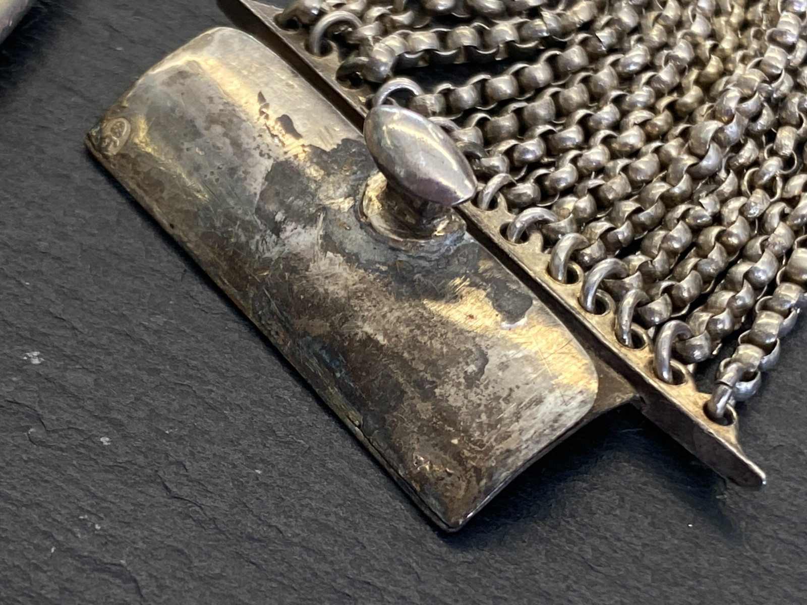 ANTIKE HALSKETTE KROPFKETTE TRACHTENKETTE STERLING SILBER VERGOLDET GRANAT 19JH – Bild 9