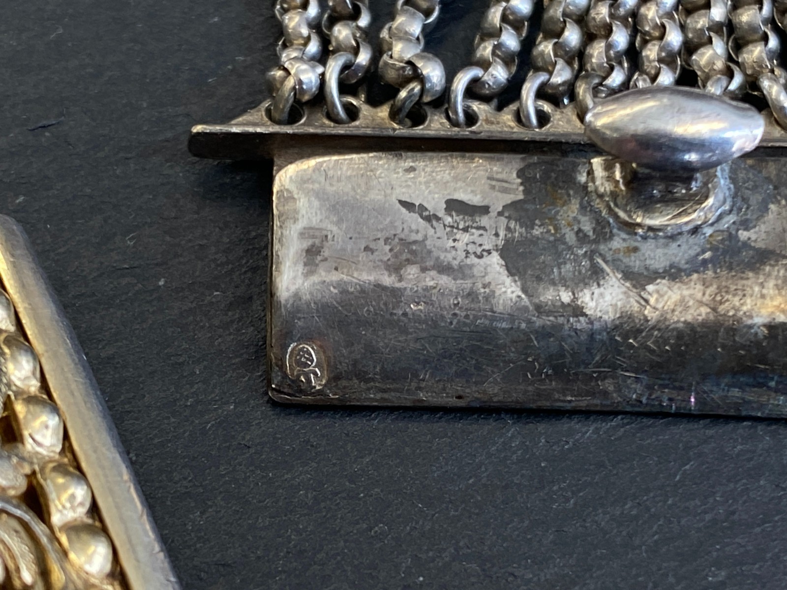 ANTIKE HALSKETTE KROPFKETTE TRACHTENKETTE STERLING SILBER VERGOLDET GRANAT 19JH – Bild 10